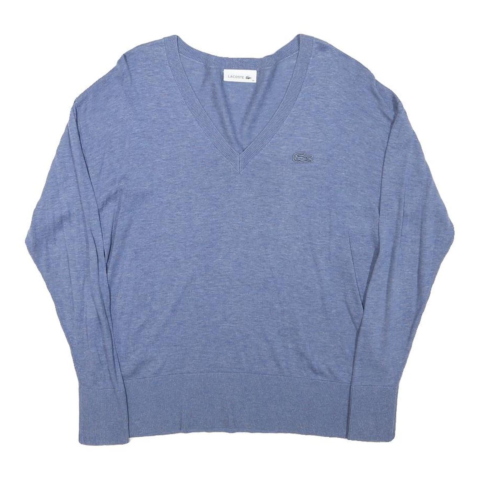 CALVIN KLEIN Womens Blue Plain Cotton Blend Jumper V-Neck Regular S Lightweight Refurbished - N/A refurbished available on Cerqular