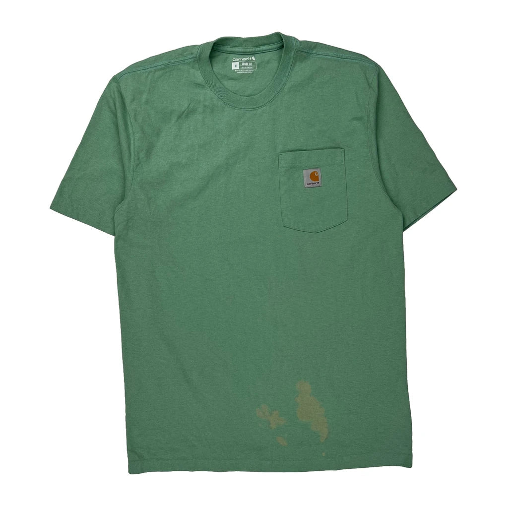 Carhartt T-Shirt - Medium Green Cotton Refurbished - Thrifted (note: this is a term often used to describe second- refurbished available on Cerqular