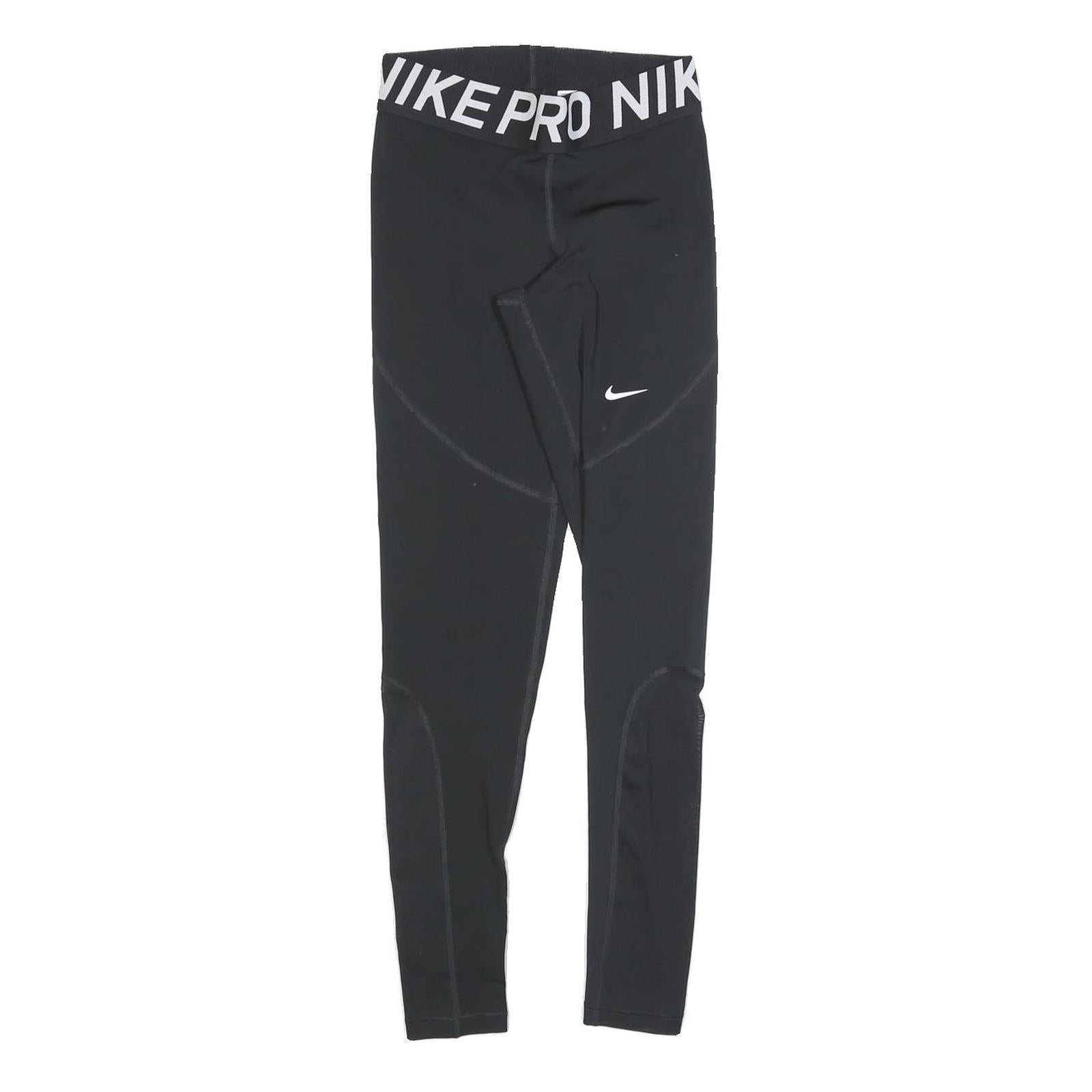 NIKE Womens Joggers Black S W24 L27 Slim Tapered Nike Pro Logo Stretch Refurbished - N/A refurbished available on Cerqular