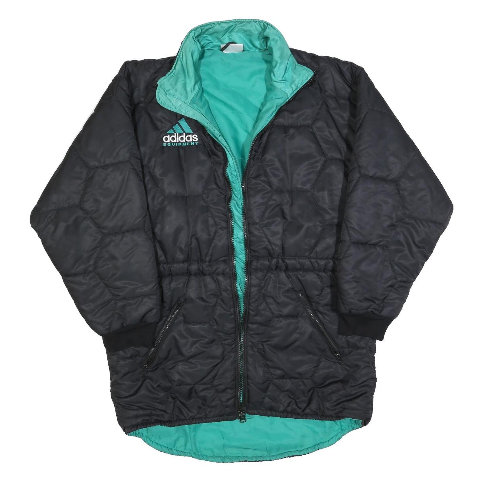 ADIDAS Equipment Mens Black & Teal Equipment Quilted Jacket XL Blend Zip Refurbished - N/A refurbished available on Cerqular