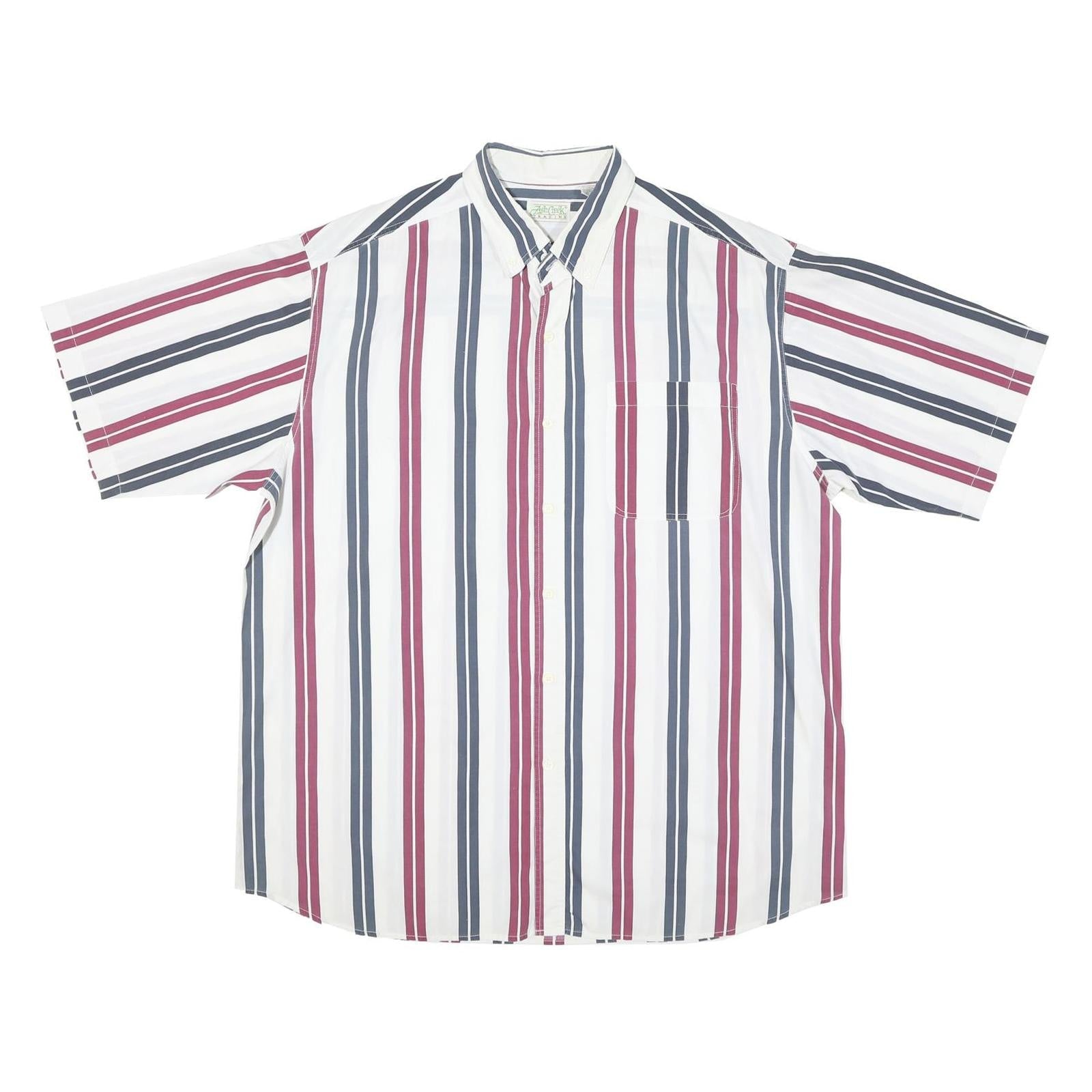 ASH CREEK Mens White & Red & Blue Striped Shirt XL Cotton Blend Casual Button Up Refurbished - N/A refurbished available on Cerqular