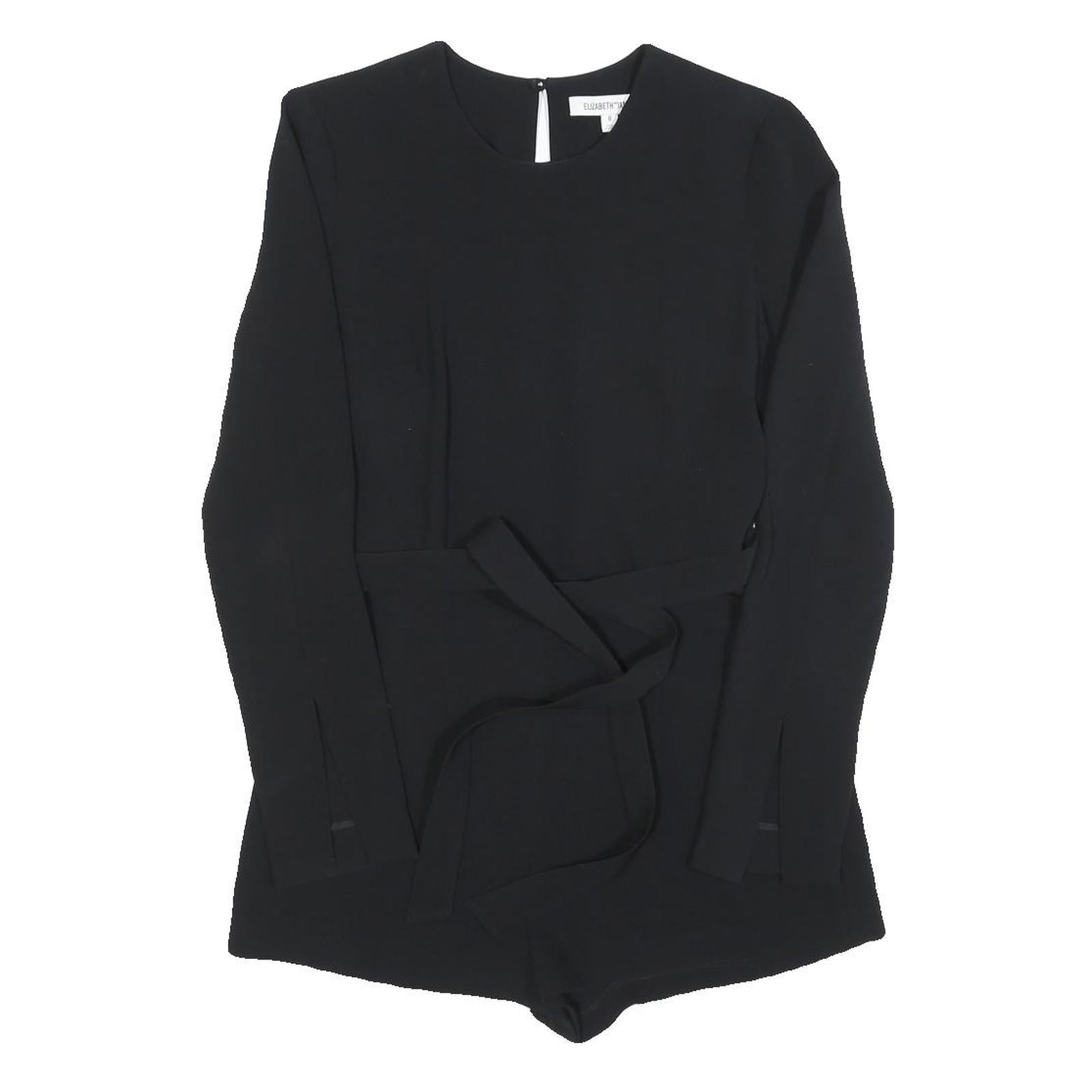 ELIZABETH JAMES Womens Black Sleeved Playsuit Polyester Blend S Elegant Refurbished - N/A refurbished available on Cerqular