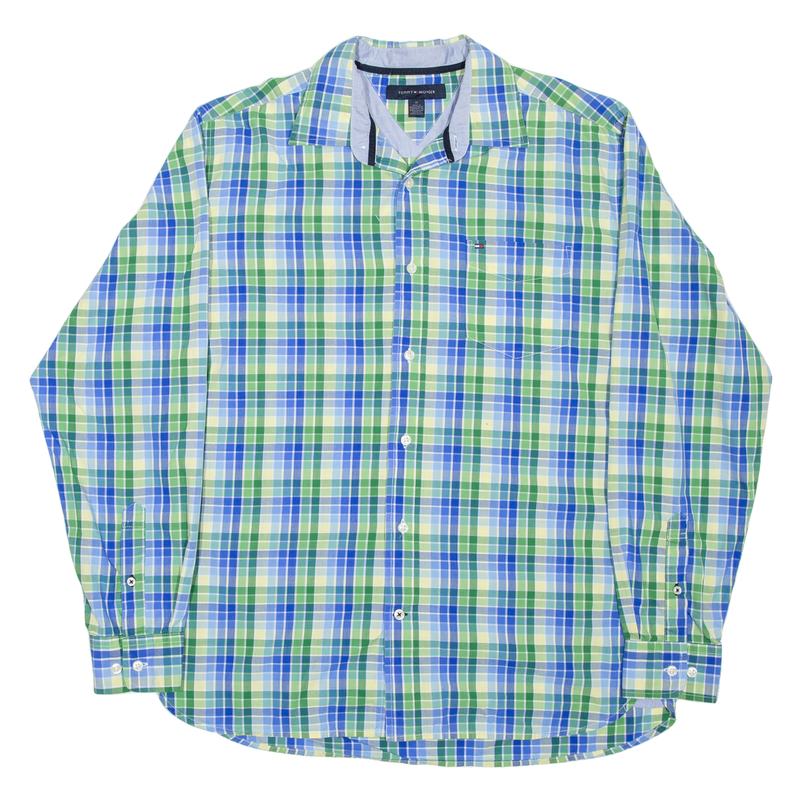 TOMMY HILFIGER Mens Shirt Green Check Long Sleeve M Refurbished - N/A refurbished available on Cerqular