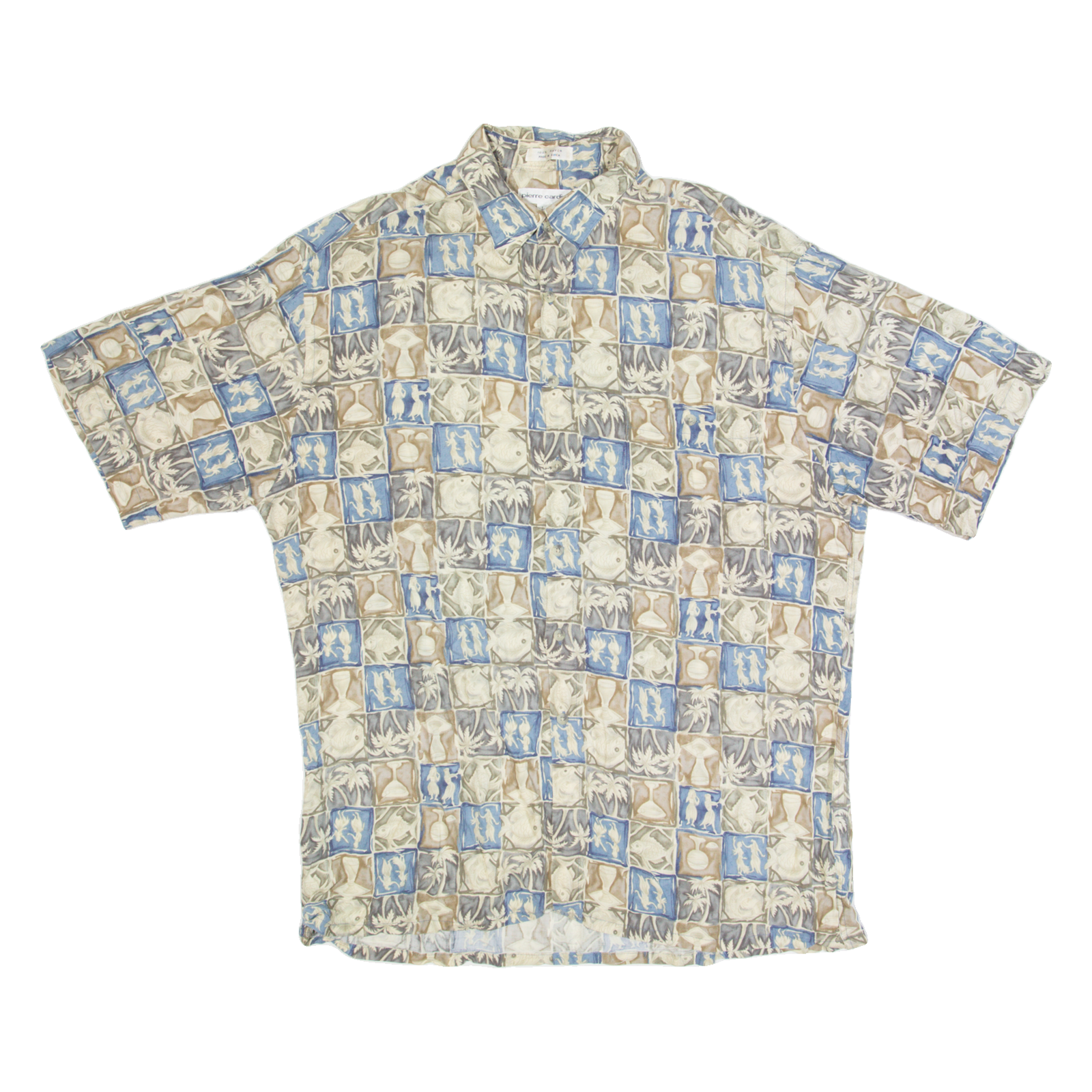 PIERRE CARDIN Mens Shirt Cream 90s Crazy Pattern L Refurbished - N/A refurbished available on Cerqular