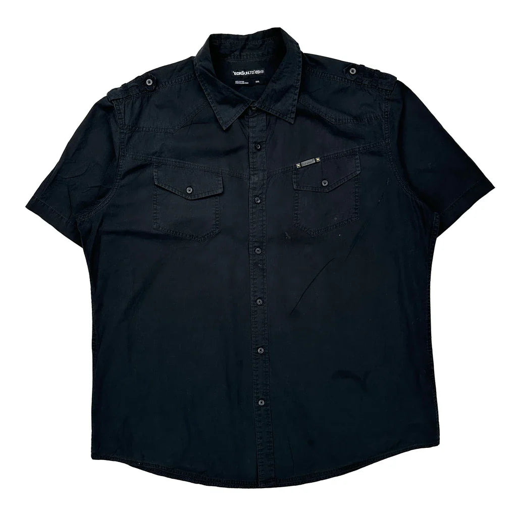 Ecko Unltd Short Sleeve Shirt - 2XL Black Cotton Refurbished - Thrifted (note: this is a term often used to describe second- refurbished available on Cerqular