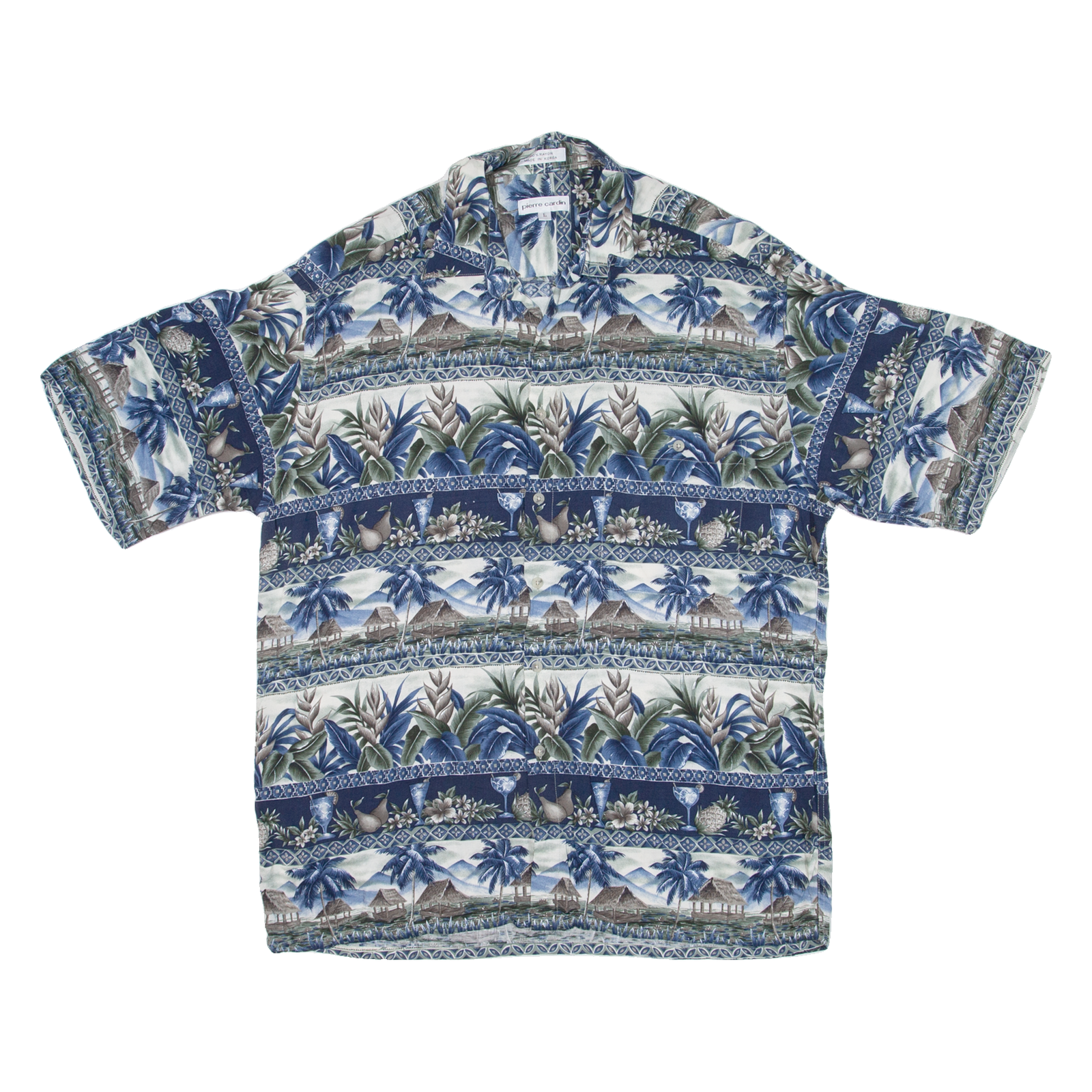 PIERRE CARDIN Mens Hawaiian Shirt Blue Floral L Refurbished - N/A refurbished available on Cerqular