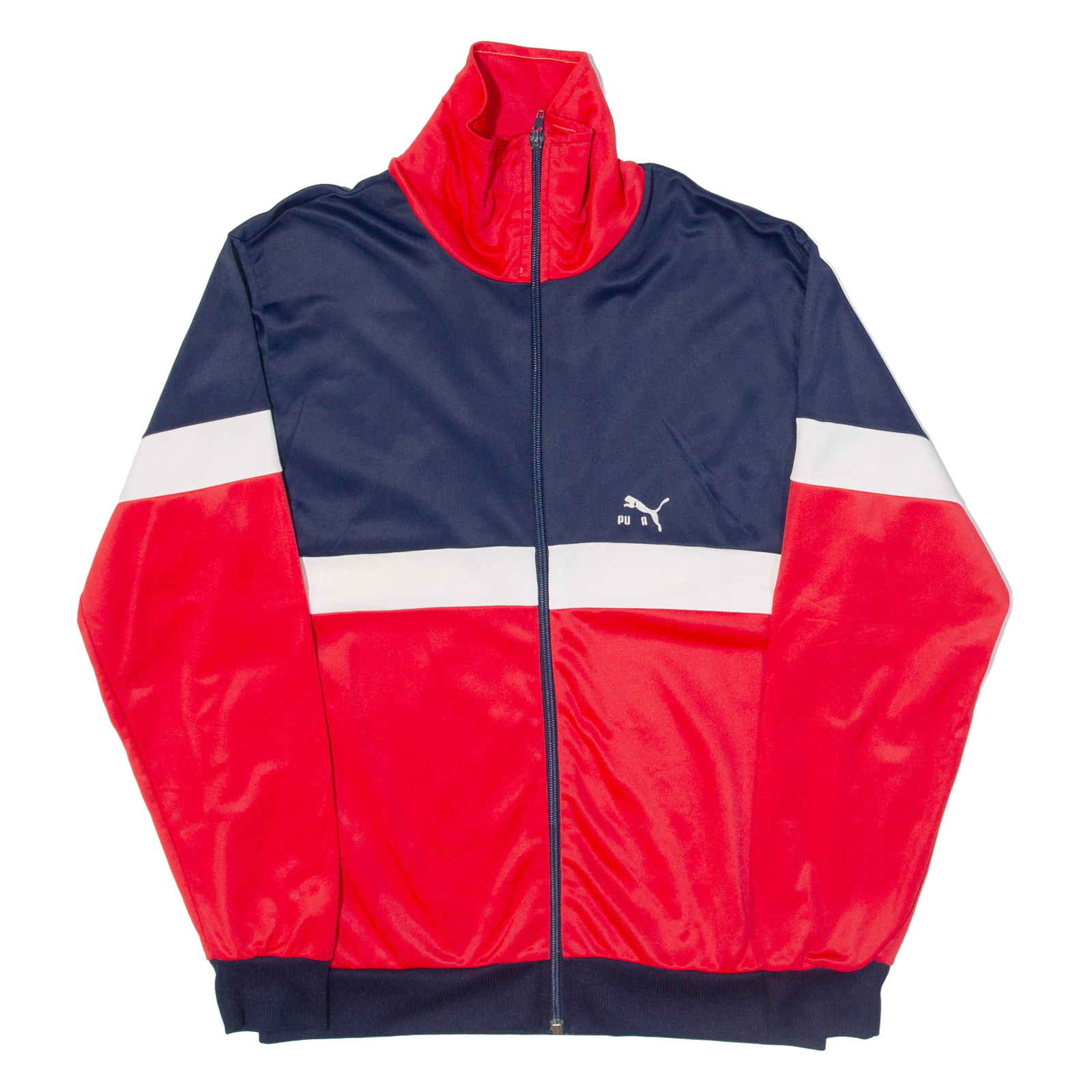 PUMA Mens Track Jacket Red Colourblock M Refurbished - N/A refurbished available on Cerqular
