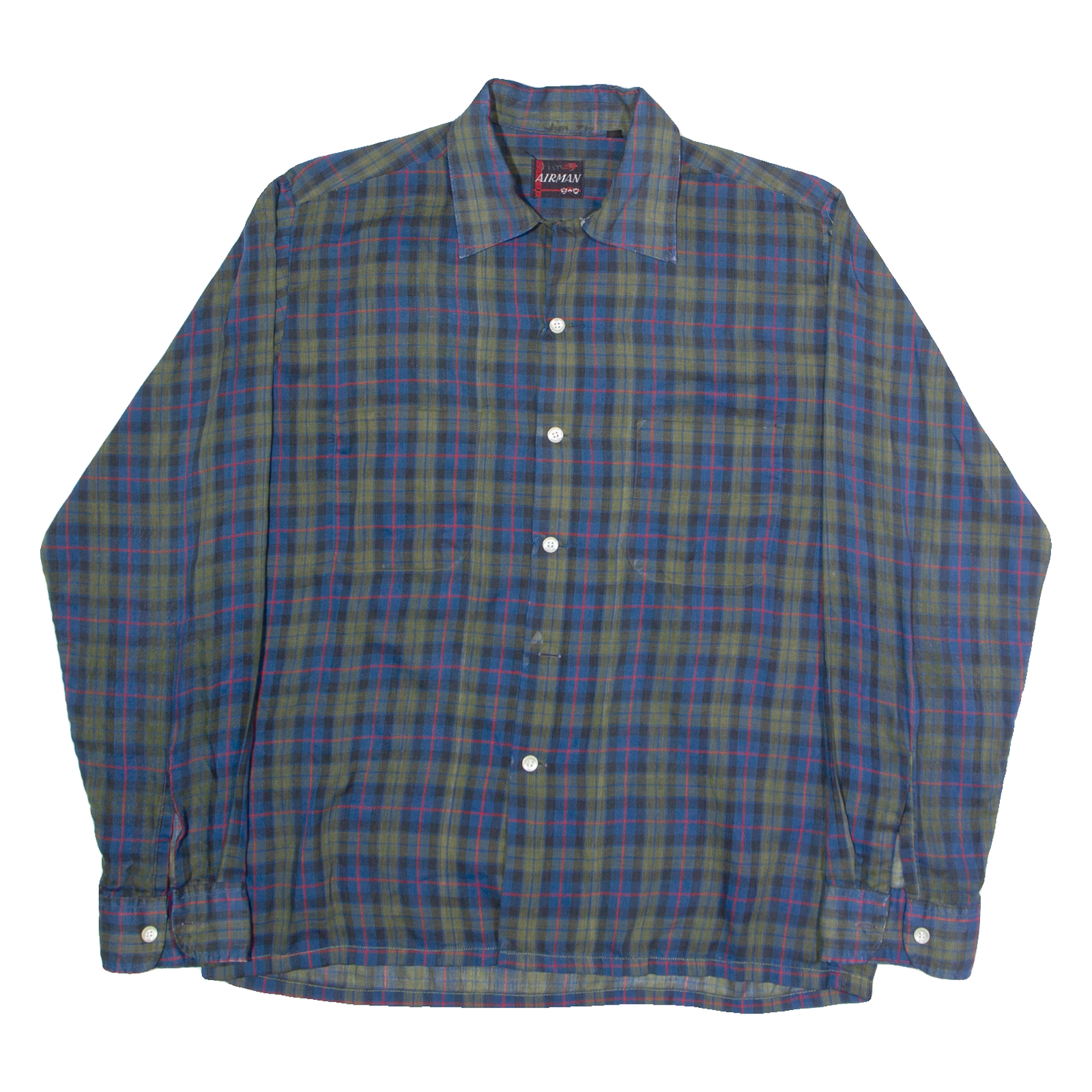 AIRMAN Mens Shirt Blue Check Long Sleeve M Refurbished - N/A refurbished available on Cerqular