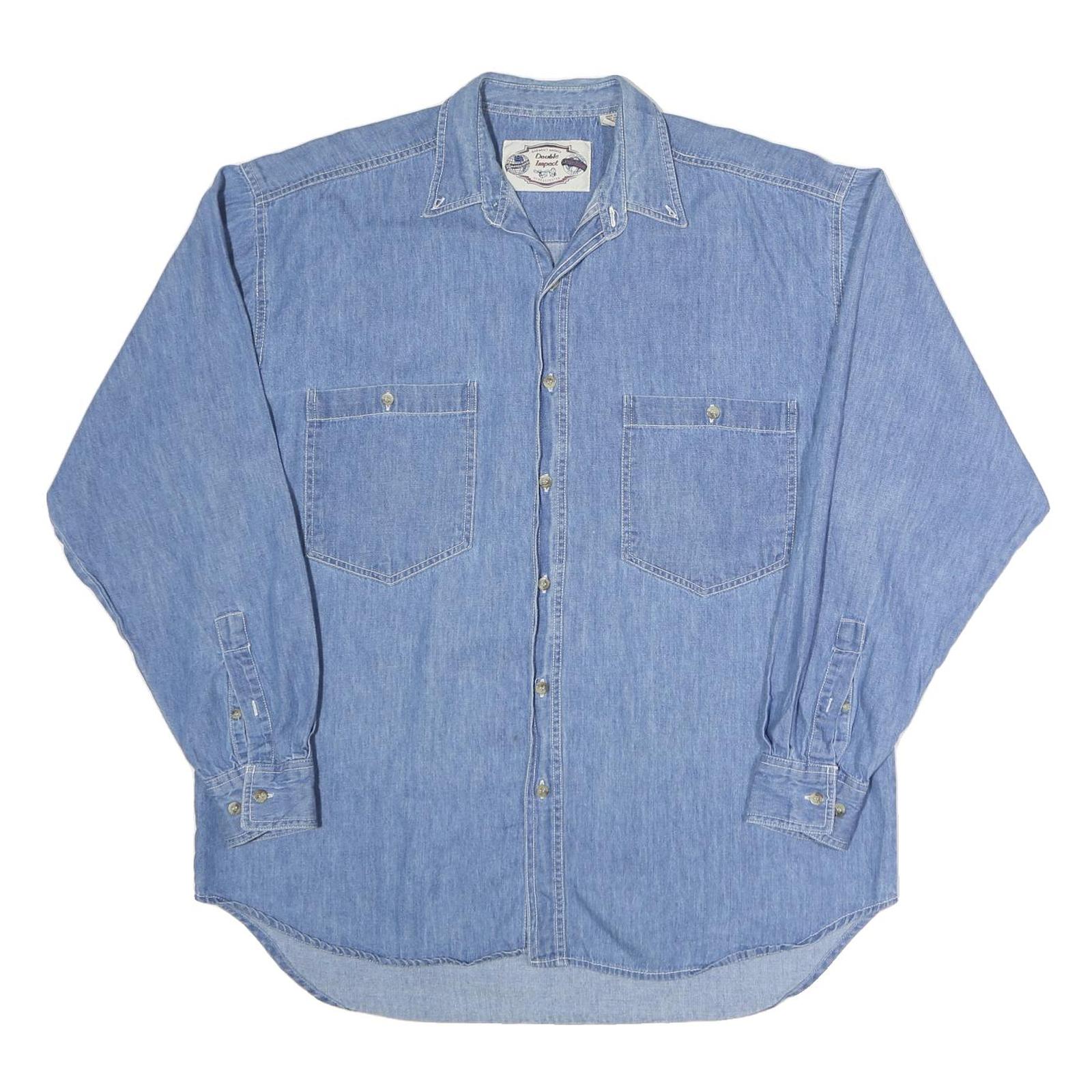 Buy DOUBLE IMPACT Mens Blue Cotton Denim Shirt XL Casual Classic Button Pocket Refurbished - $23.39 DOUBLE IMPACT Mens Blue Cotton Denim Shirt XL Casual Classic Button Pocket Refurbished - N/A refurbished available on Cerqular