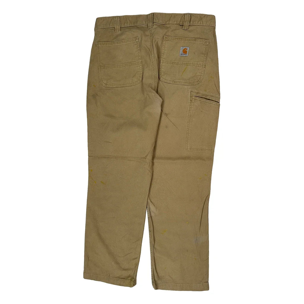 Carhartt Carpenter Trousers - 36W 30L Beige Cotton Refurbished - Thrifted (note: this is a term often used to describe second- refurbished available on Cerqular