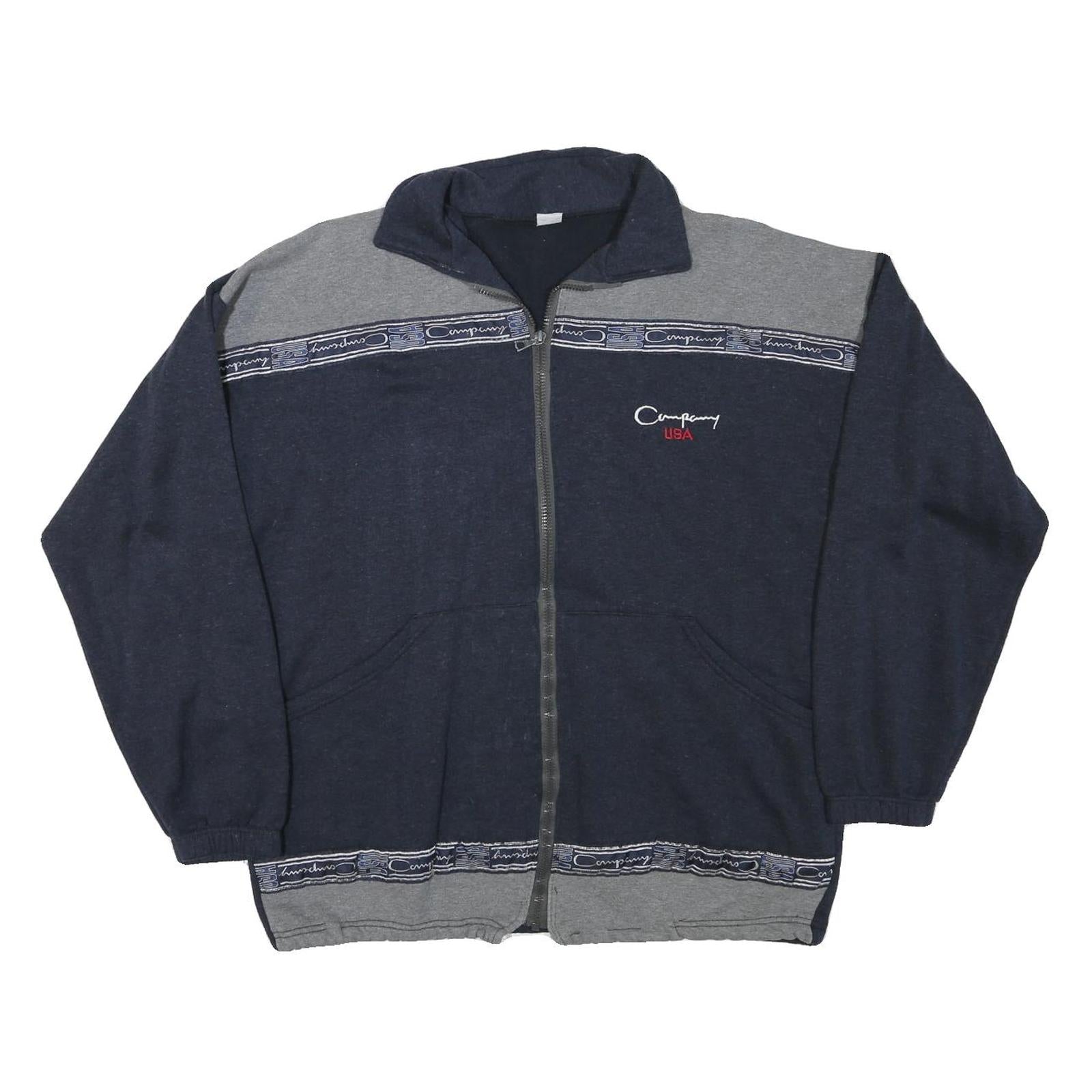 COMPANY Mens Navy & Grey Zip Jacket L Cotton Blend Plain Casual Fleece Refurbished - N/A refurbished available on Cerqular