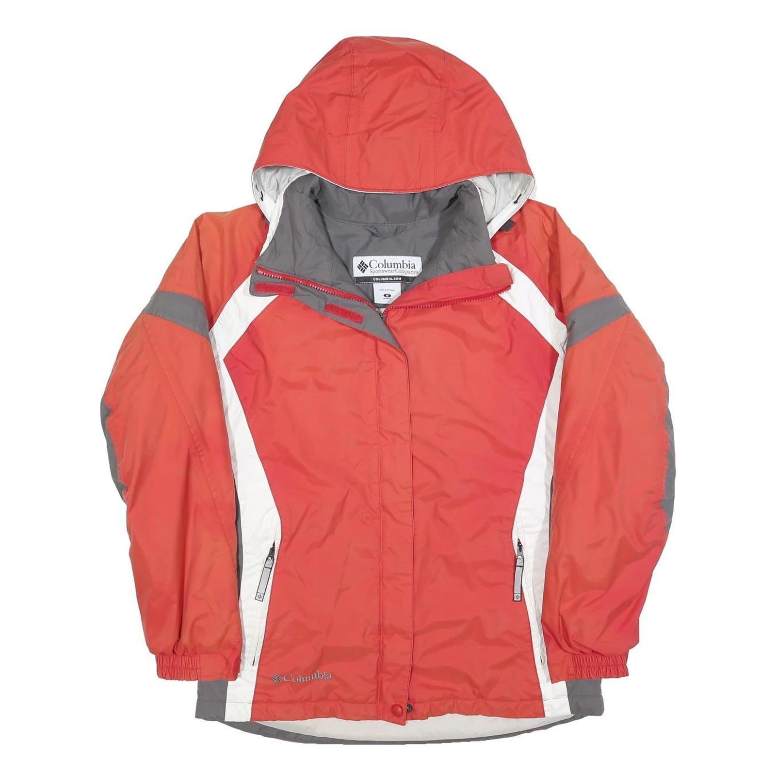 COLUMBIA Womens Red & Grey Outdoor Jacket M Polyester Blend Water Resistant Zip Refurbished - N/A refurbished available on Cerqular
