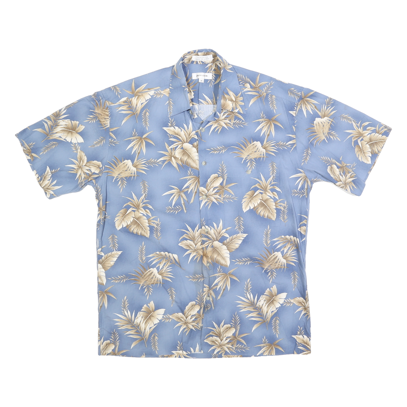 PIERRE CARDIN Mens Blue & Beige Floral Cotton Shirt M Summer Beach Casual Refurbished - N/A refurbished available on Cerqular