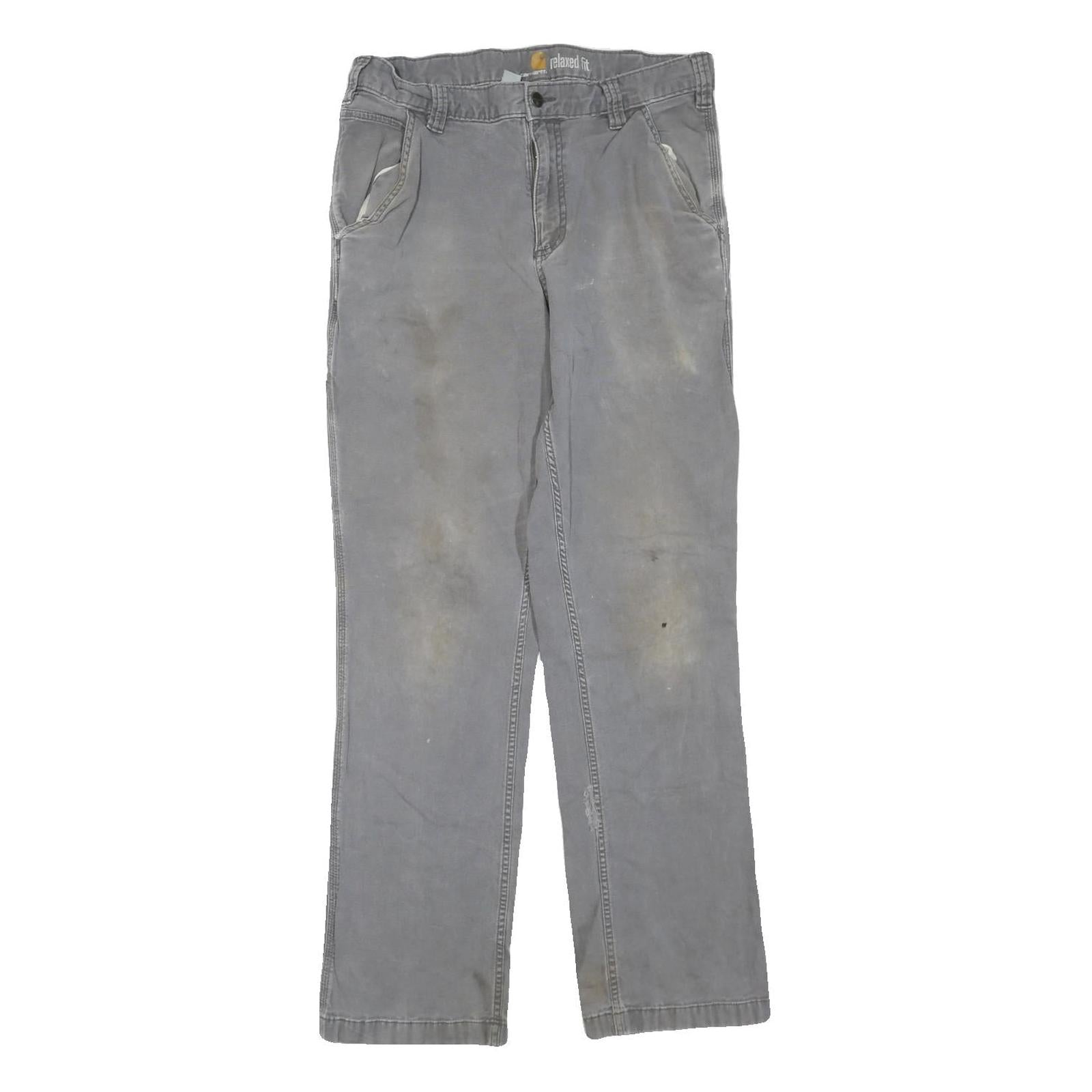 CARHARTT Mens Cotton Blend Grey Regular Fit Straight Leg Trousers W33 L31 Refurbished - N/A refurbished available on Cerqular