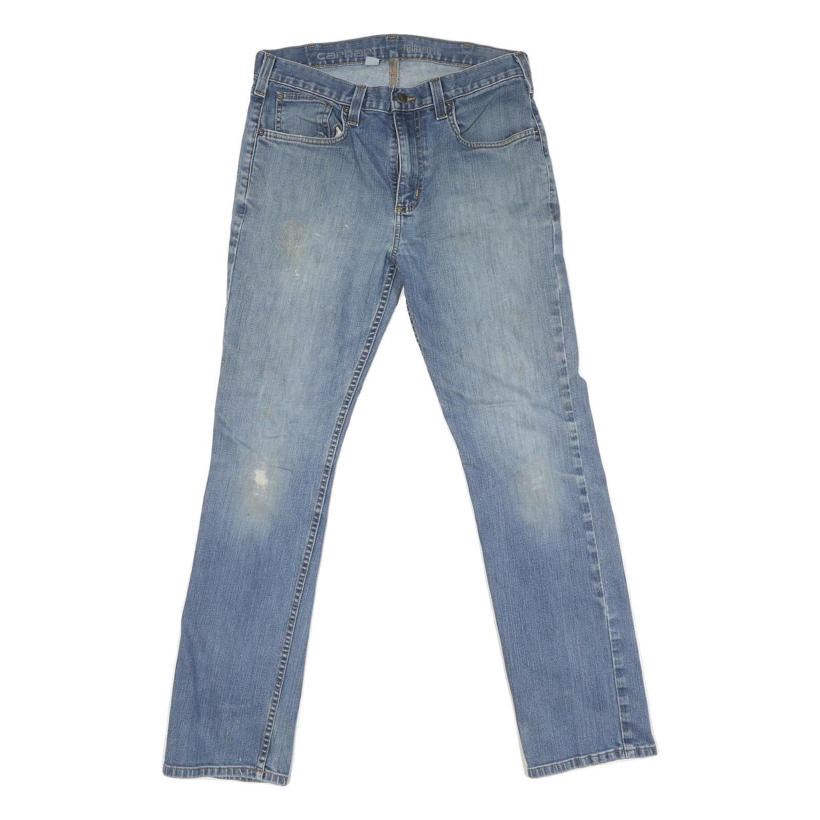 CARHARTT Mens Jeans Blue Regular Straight Denim Light W32 L31 Workwear Durable Refurbished - N/A refurbished available on Cerqular