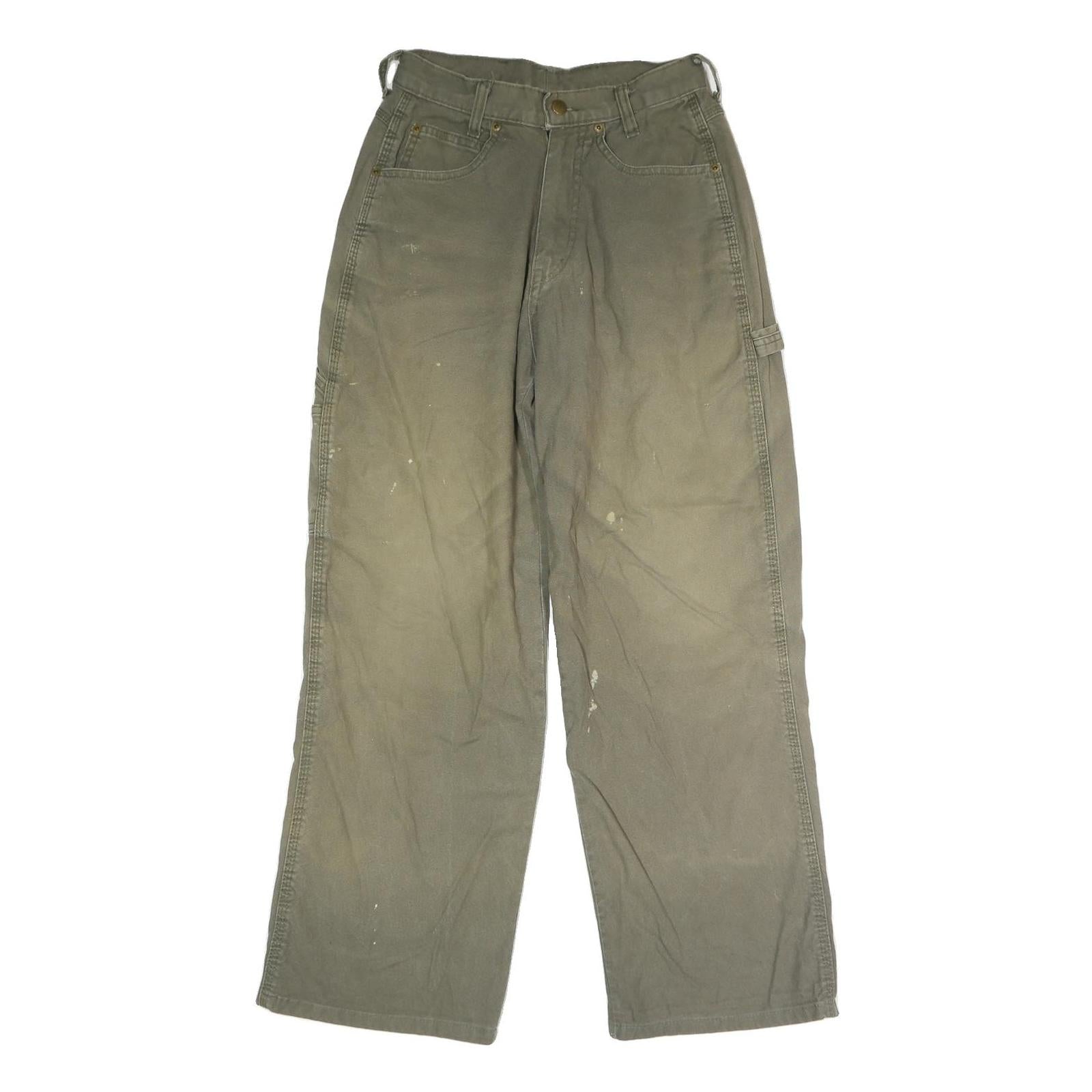 DICKIES Mens Regular Fit Button Closure Green Cotton Blend Workwear Trousers W27 Refurbished - N/A refurbished available on Cerqular