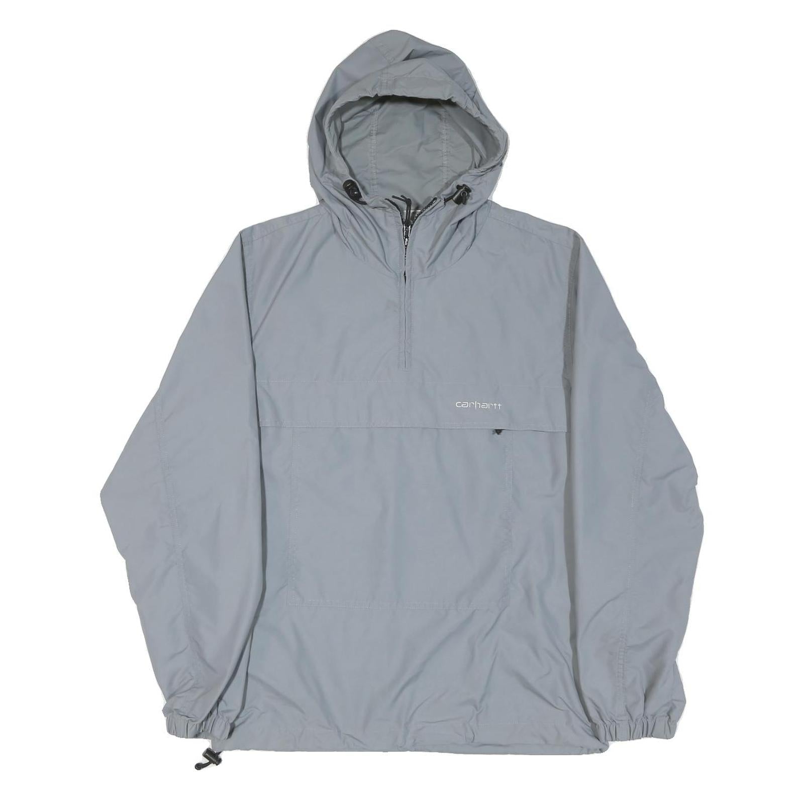 CARHARTT Mens Grey Hooded Jacket XS Nylon Plain Zip Outdoor Workwear Lightweight Refurbished - N/A refurbished available on Cerqular