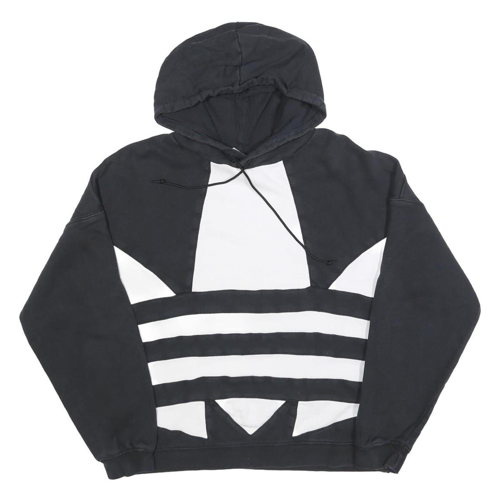 ADIDAS Womens Black & White Colourblock Pullover Hoodie UK 14 Cotton Blend Refurbished - N/A refurbished available on Cerqular