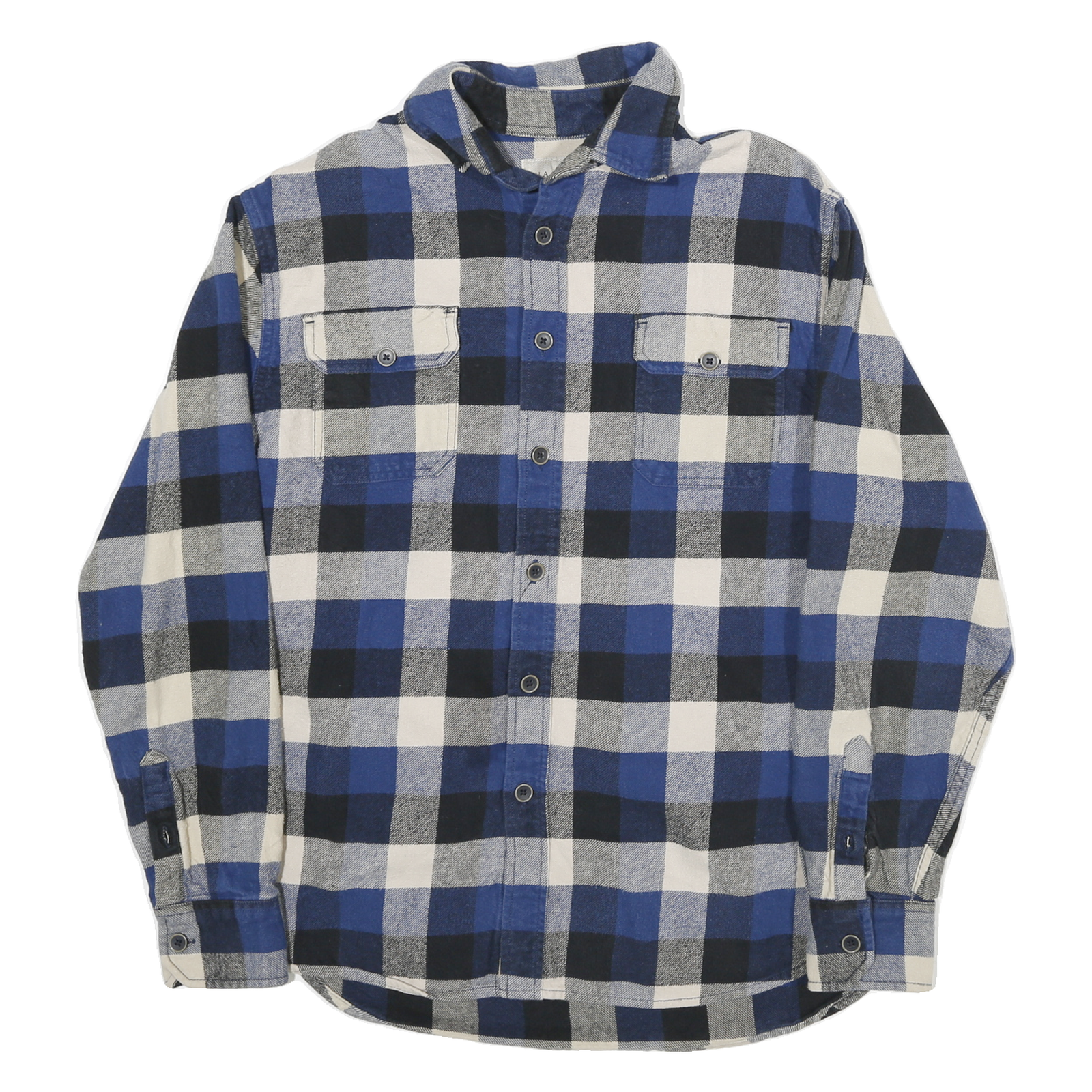 JACHS Mens Blue Black & White Check Flannel Shirt M Casual Cotton Blend Refurbished - N/A refurbished available on Cerqular
