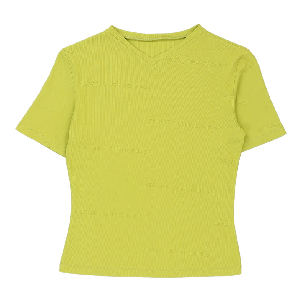 Buy Versace Jeans Couture V-neck T-Shirt - Medium Green Cotton Blend | Size: medium Refurbished - $52.03 Versace Jeans Couture V-neck T-Shirt - Medium Green Cotton Blend | Size: medium Refurbished - N/A (Preloved Designer is not a specific brand, it refurbished available on Cerqular