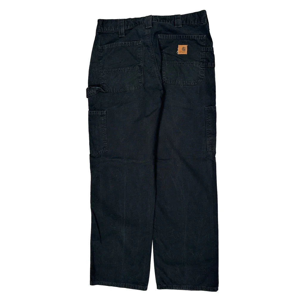 Dungaree Fit Carhartt Carpenter Trousers - 32W 30L Black Cotton Refurbished - Thrifted (note: this is a term often used to describe second- refurbished available on Cerqular