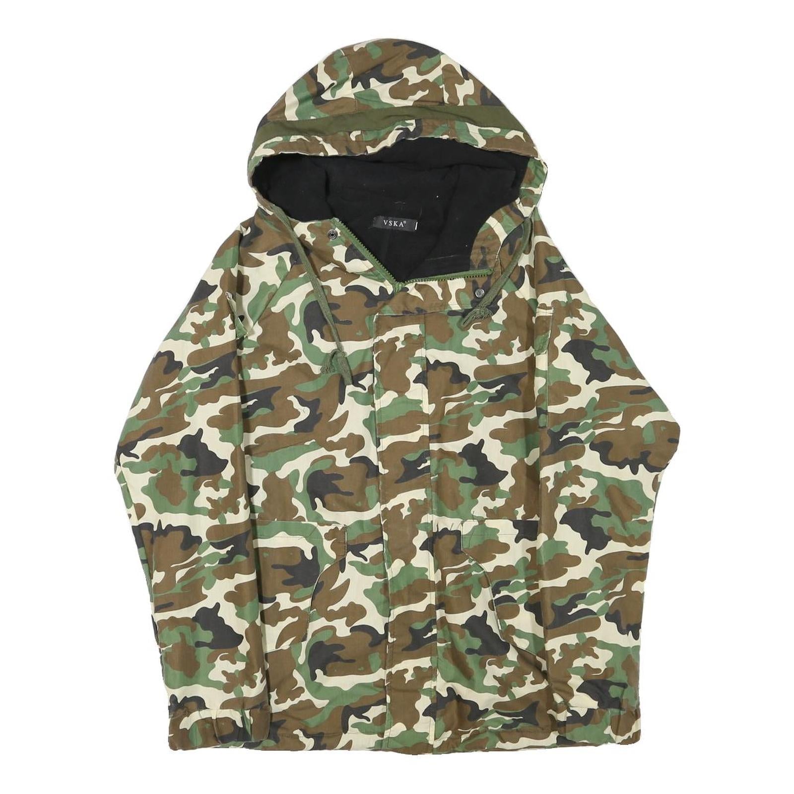 VSKA Mens Green & Brown Camouflage Zip Jacket M Cotton Blend Casual Outdoor Refurbished - N/A refurbished available on Cerqular