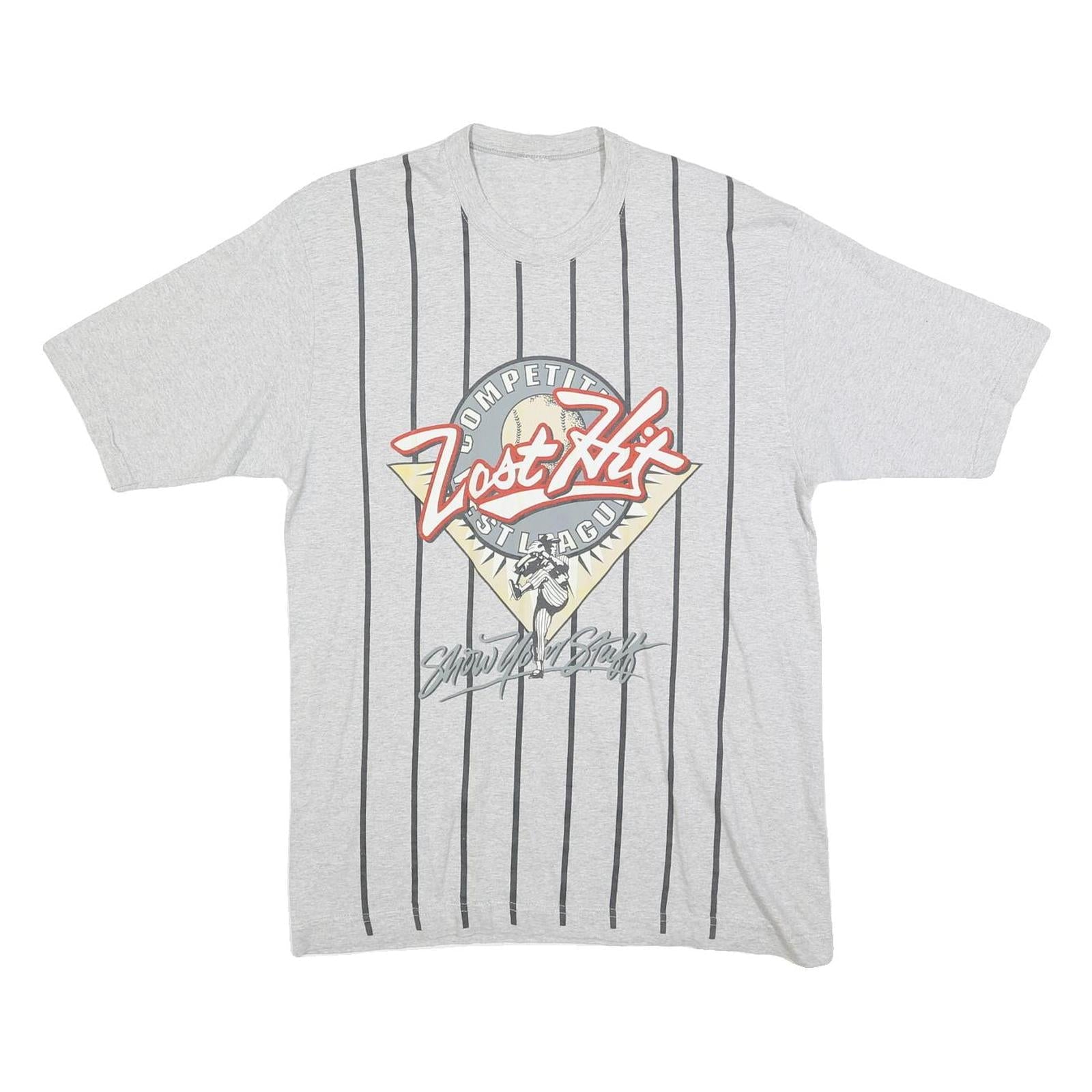 Mens Grey Lost Hit Graphic T-Shirt M Short Sleeve Crew Neck Cotton Blend Refurbished - N/A refurbished available on Cerqular