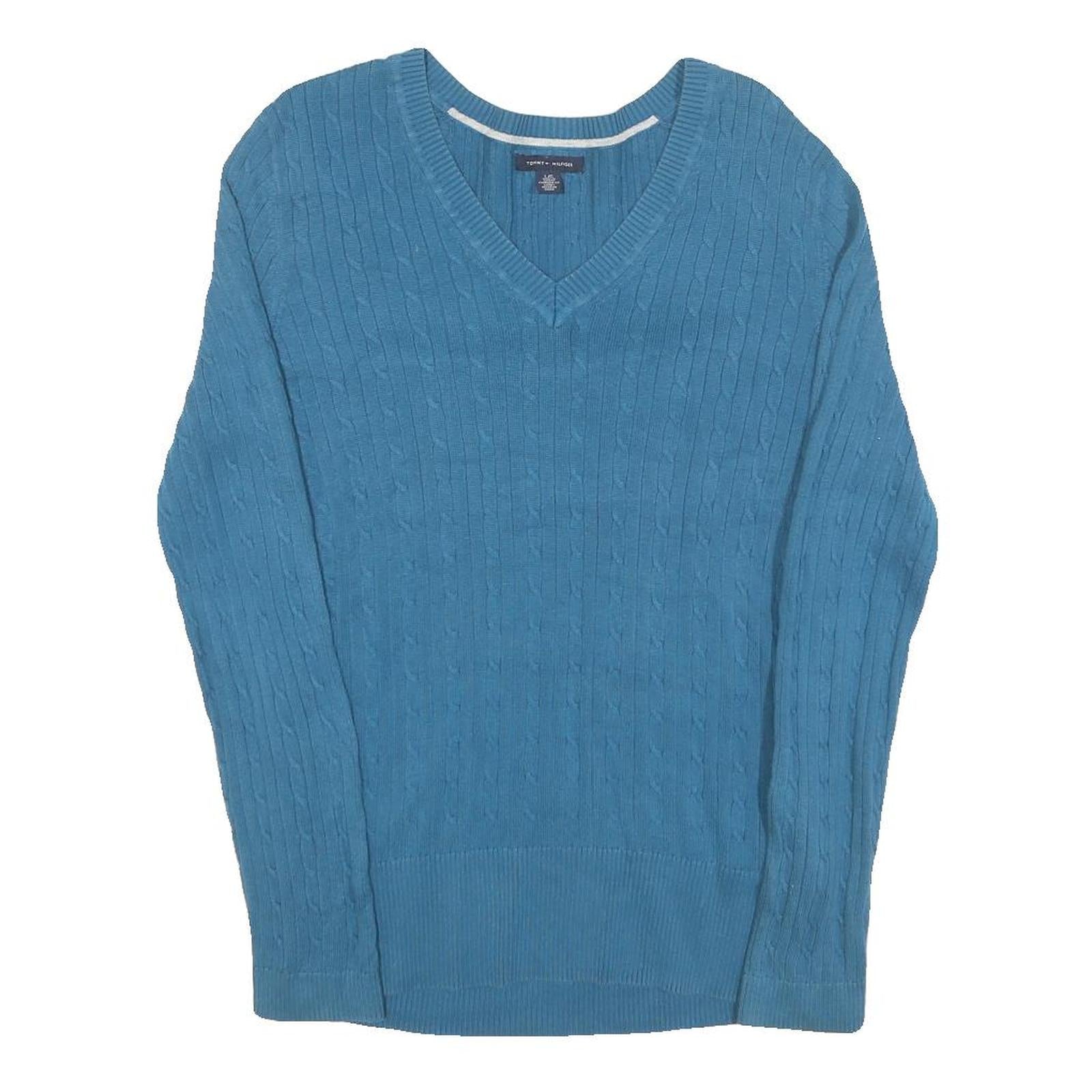 Buy TOMMY HILFIGER Womens Blue Patterned Jumper V-Neck Cable Knit L Cotton Blend Refurbished - $40.29 TOMMY HILFIGER Womens Blue Patterned Jumper V-Neck Cable Knit L Cotton Blend Refurbished - N/A refurbished available on Cerqular