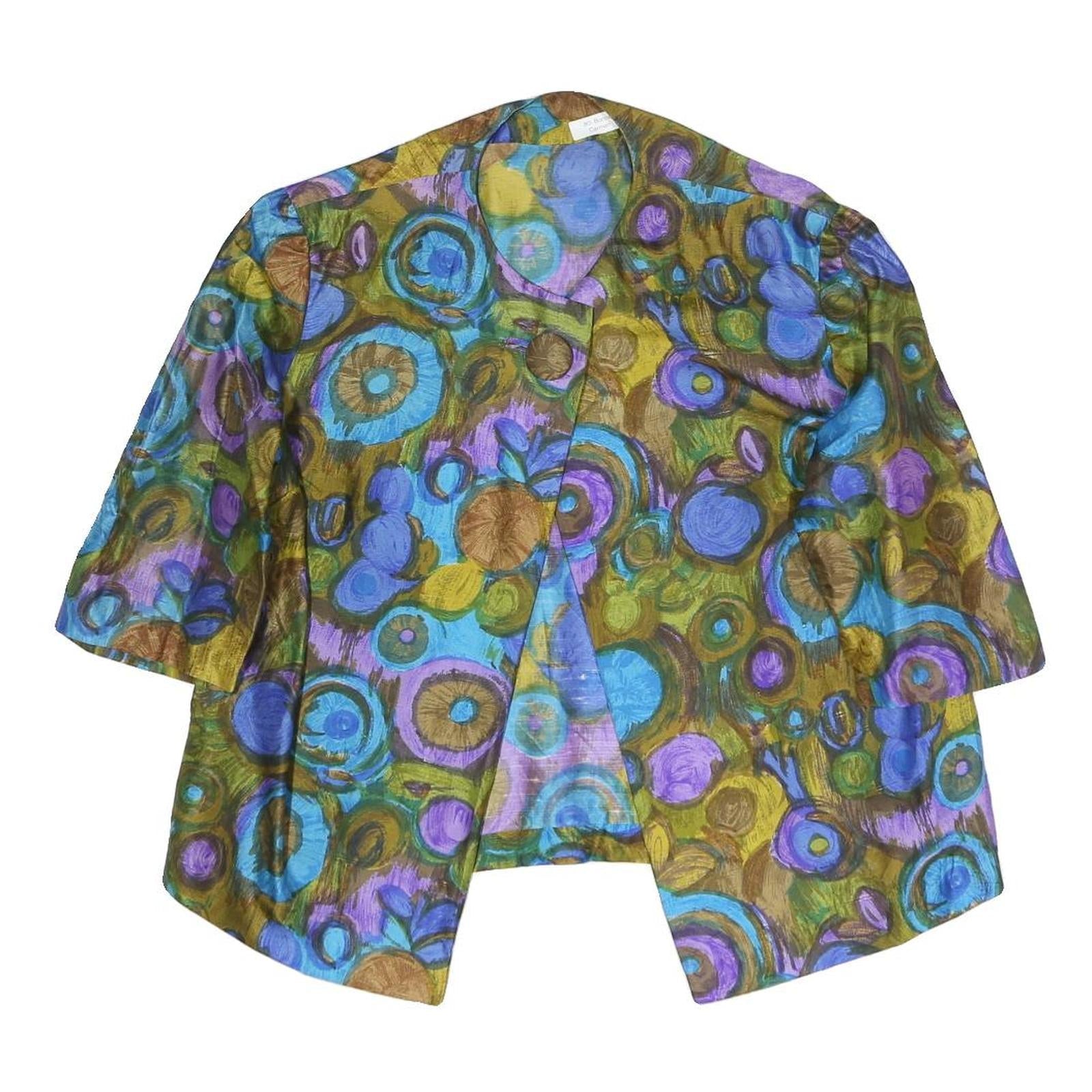 Womens Blue Green Purple Printed Top 3/4 Sleeve Round Neck Size L Artistic Refurbished - N/A refurbished available on Cerqular