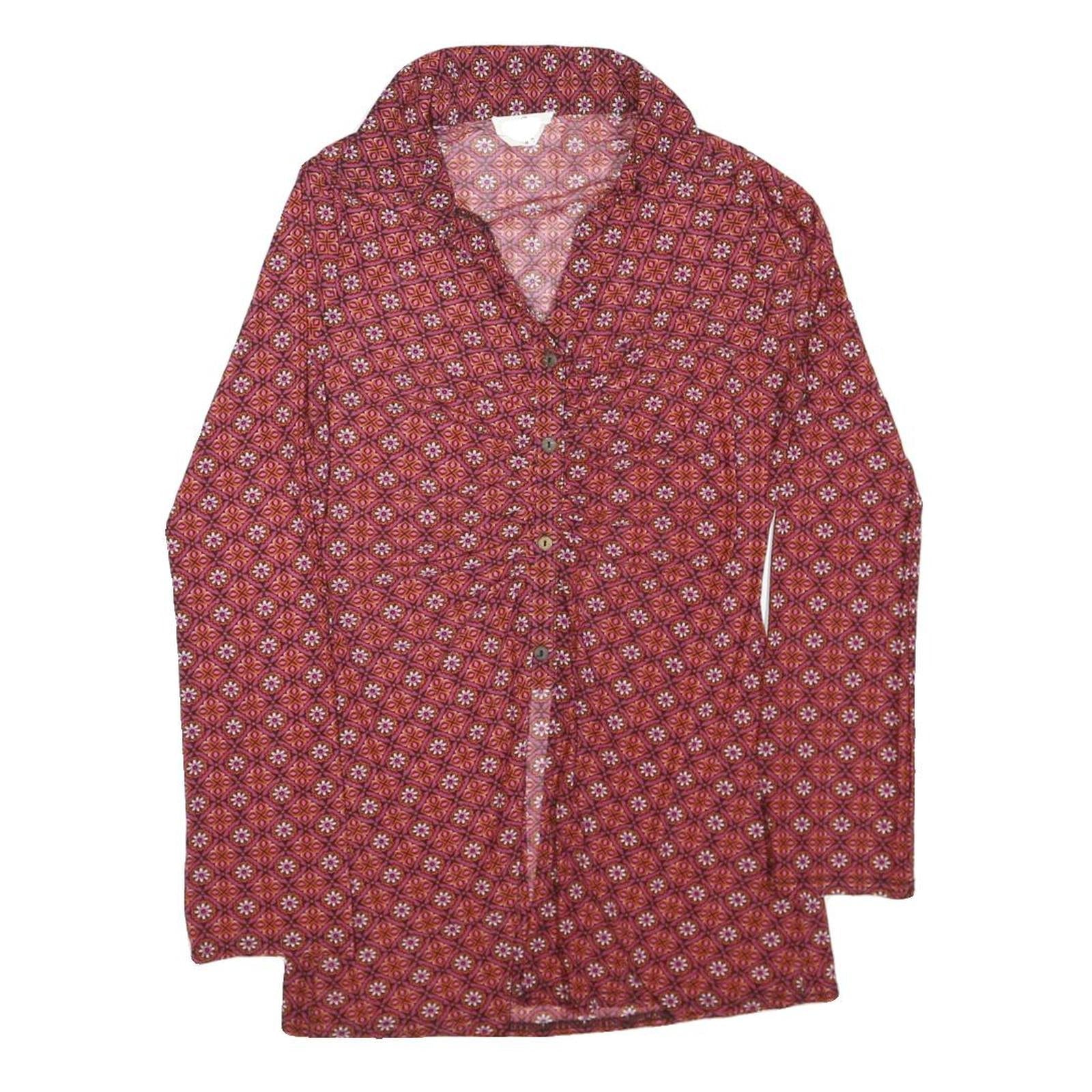 EMBER Womens Red Printed Shirt Long Sleeve Collared M Button Closure Stylish Refurbished - N/A refurbished available on Cerqular
