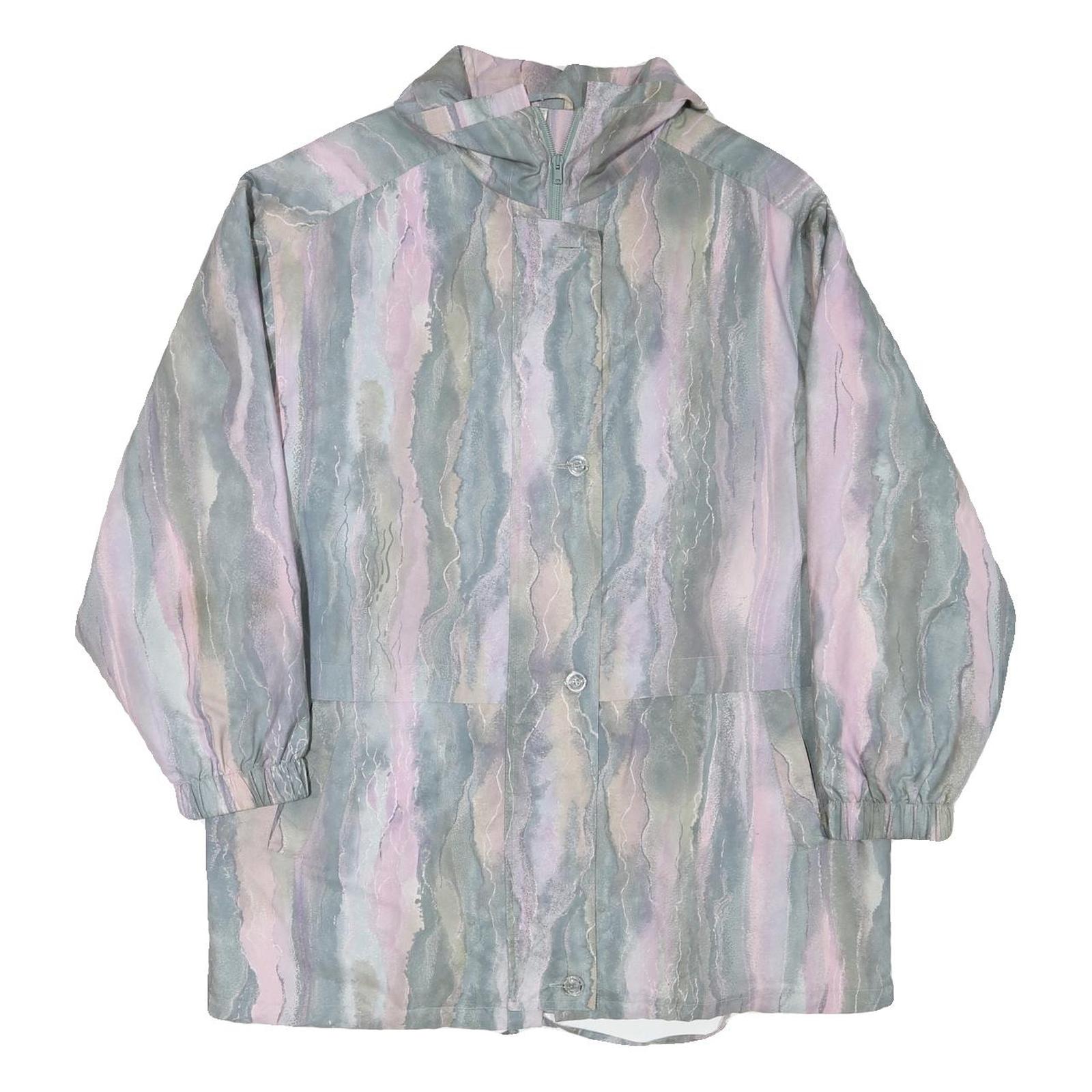 Womens Pastel Blue & Pink Abstract Button Jacket UK 20 Polyester Blend Relaxed Refurbished - N/A refurbished available on Cerqular