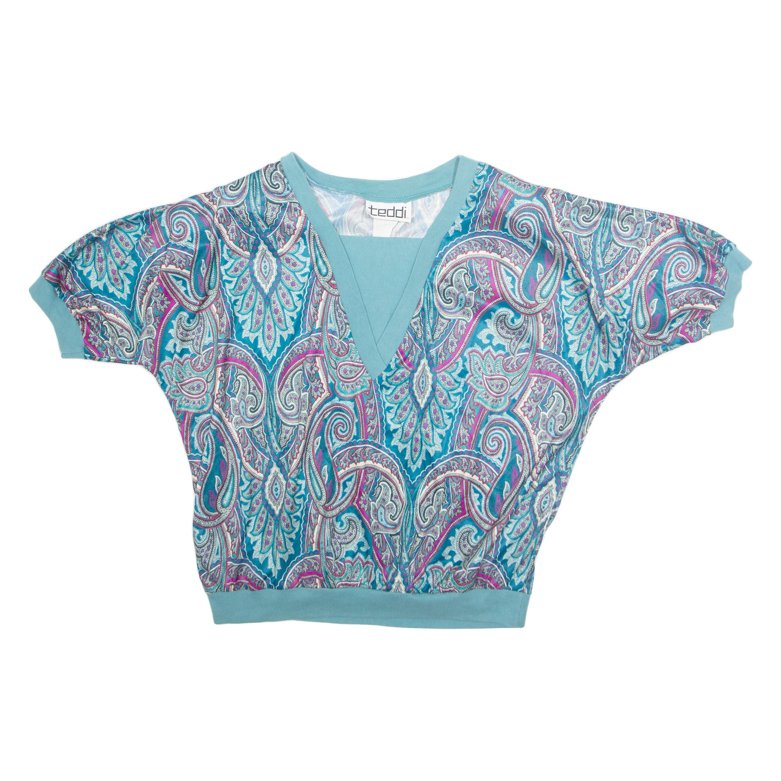 TEDDI Womens Printed Blouse Blue 90s Crazy Pattern M Refurbished - N/A refurbished available on Cerqular