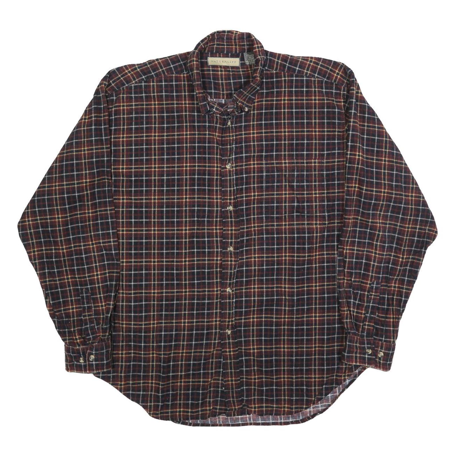 Buy NATURAL LIFE Mens Red Brown Check Shirt XL Button Down Long Sleeve Cotton Refurbished - $32.49 NATURAL LIFE Mens Red Brown Check Shirt XL Button Down Long Sleeve Cotton Refurbished - N/A refurbished available on Cerqular
