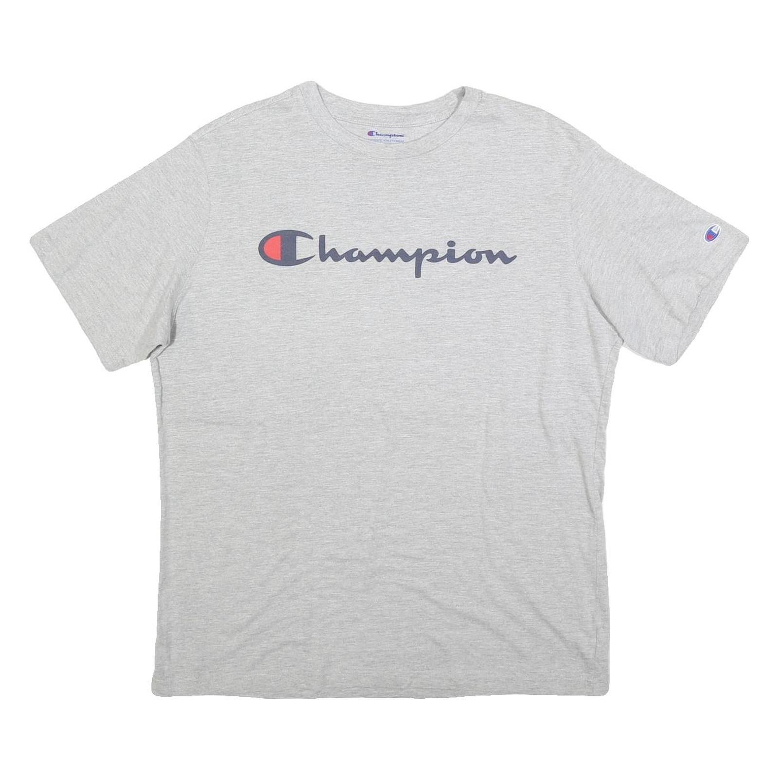 CHAMPION Mens Grey L Graphic T-Shirt Short Sleeve Crew Neck Cotton Blend Logo Refurbished - N/A refurbished available on Cerqular