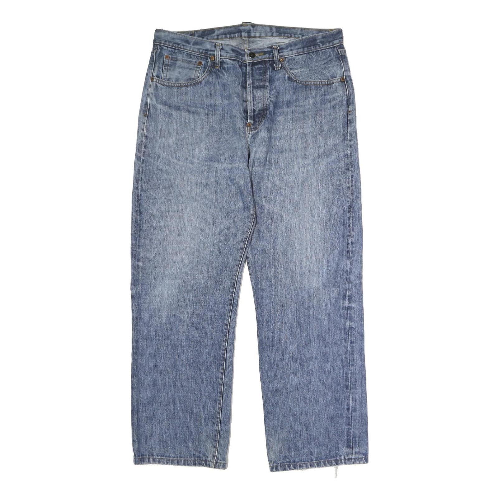 Mens Regular Fit Light Blue Denim Cotton Jeans W38 L39 Classic Zip Closure Refurbished - N/A refurbished available on Cerqular