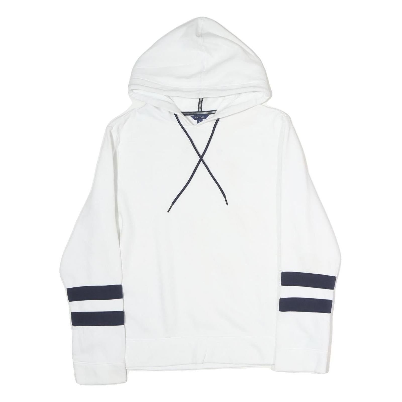 NAUTICA Mens White & Navy Hoodie M Cotton Casual Pullover Sweatshirt Refurbished - N/A refurbished available on Cerqular