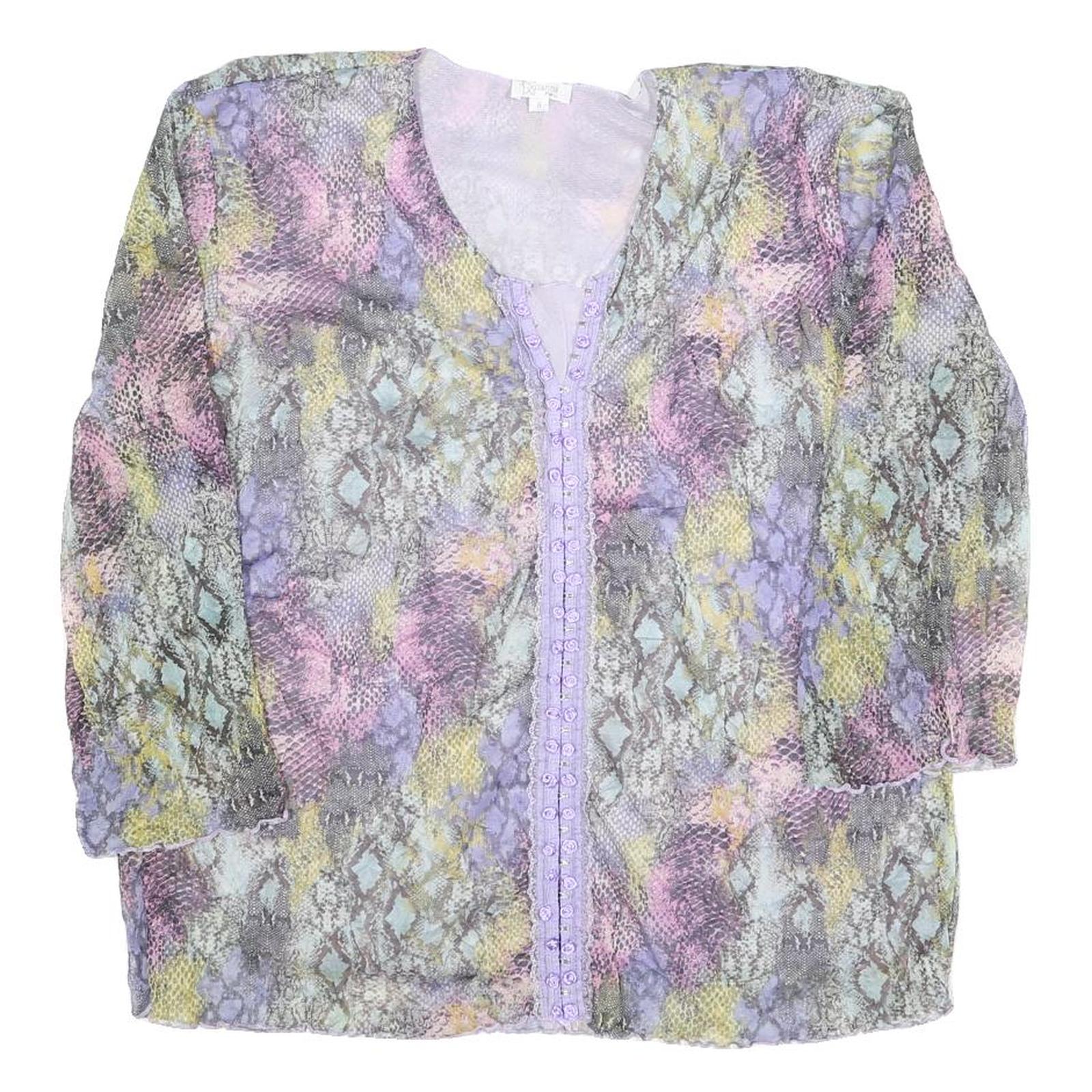 SUZANNA Womens Pastel Multi Coloured Printed Blouse Long Sleeve Round Neck L Refurbished - N/A refurbished available on Cerqular