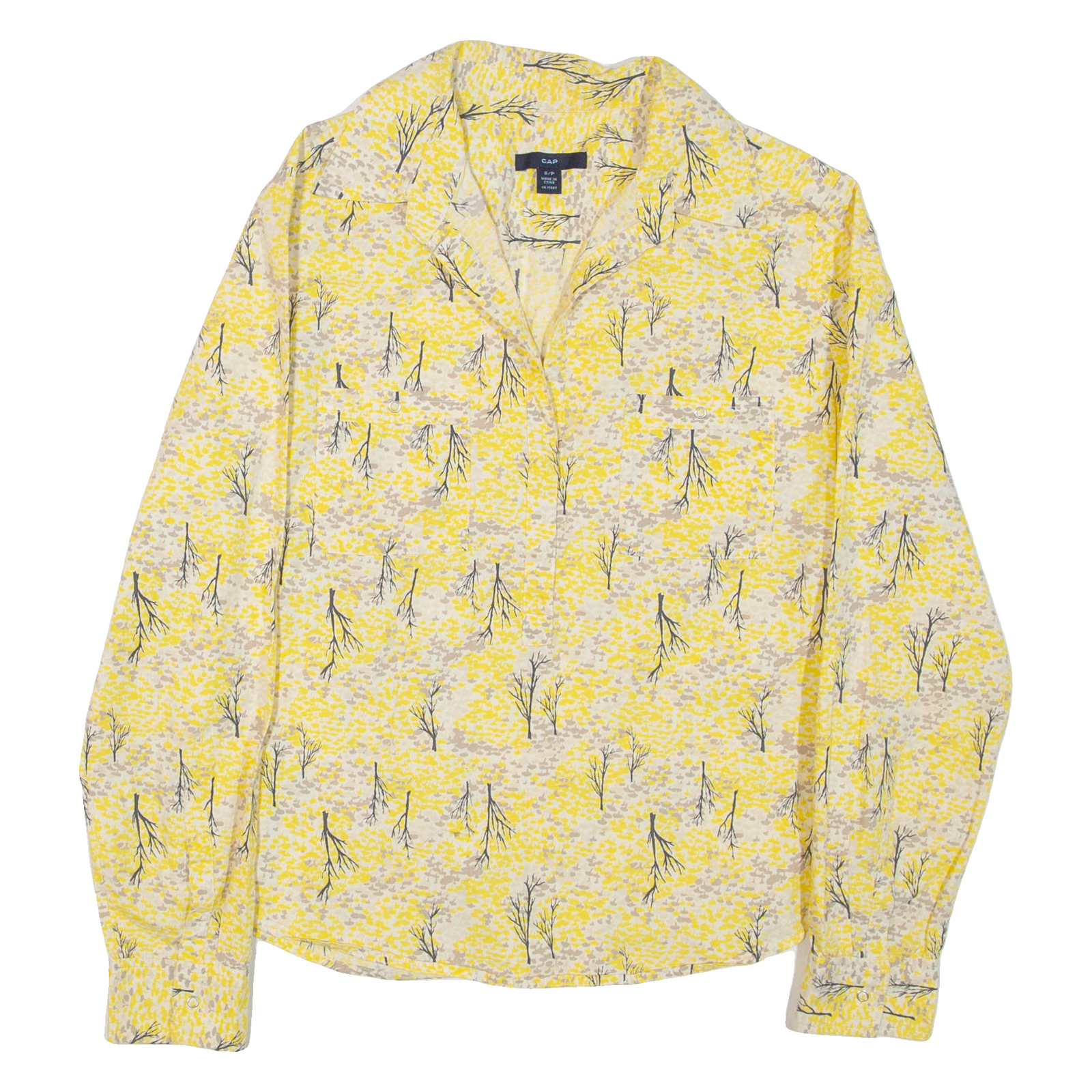 GAP Womens Shirt Yellow Floral Long Sleeve S Refurbished - N/A refurbished available on Cerqular