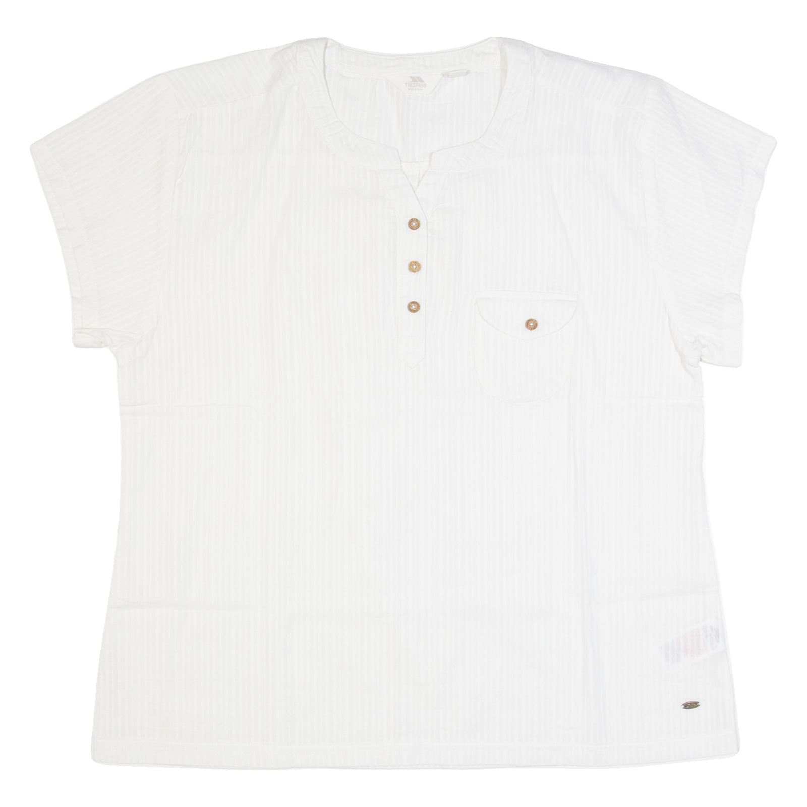 TRESPASS Womens Top Cream V-Neck Striped UK 18 Refurbished - N/A refurbished available on Cerqular