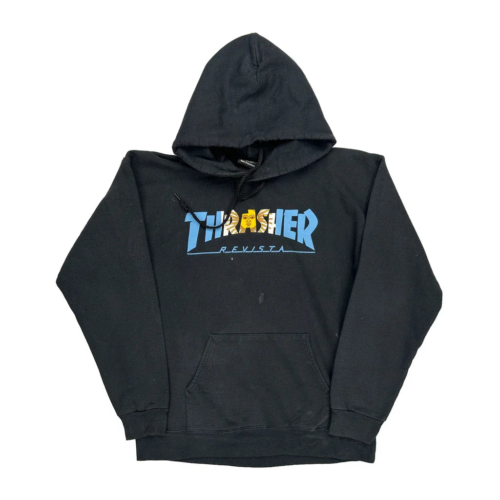 Revista Thrasher Graphic Hoodie - Small Black Cotton Refurbished - Thrifted (note: this is a term often used to describe second- refurbished available on Cerqular