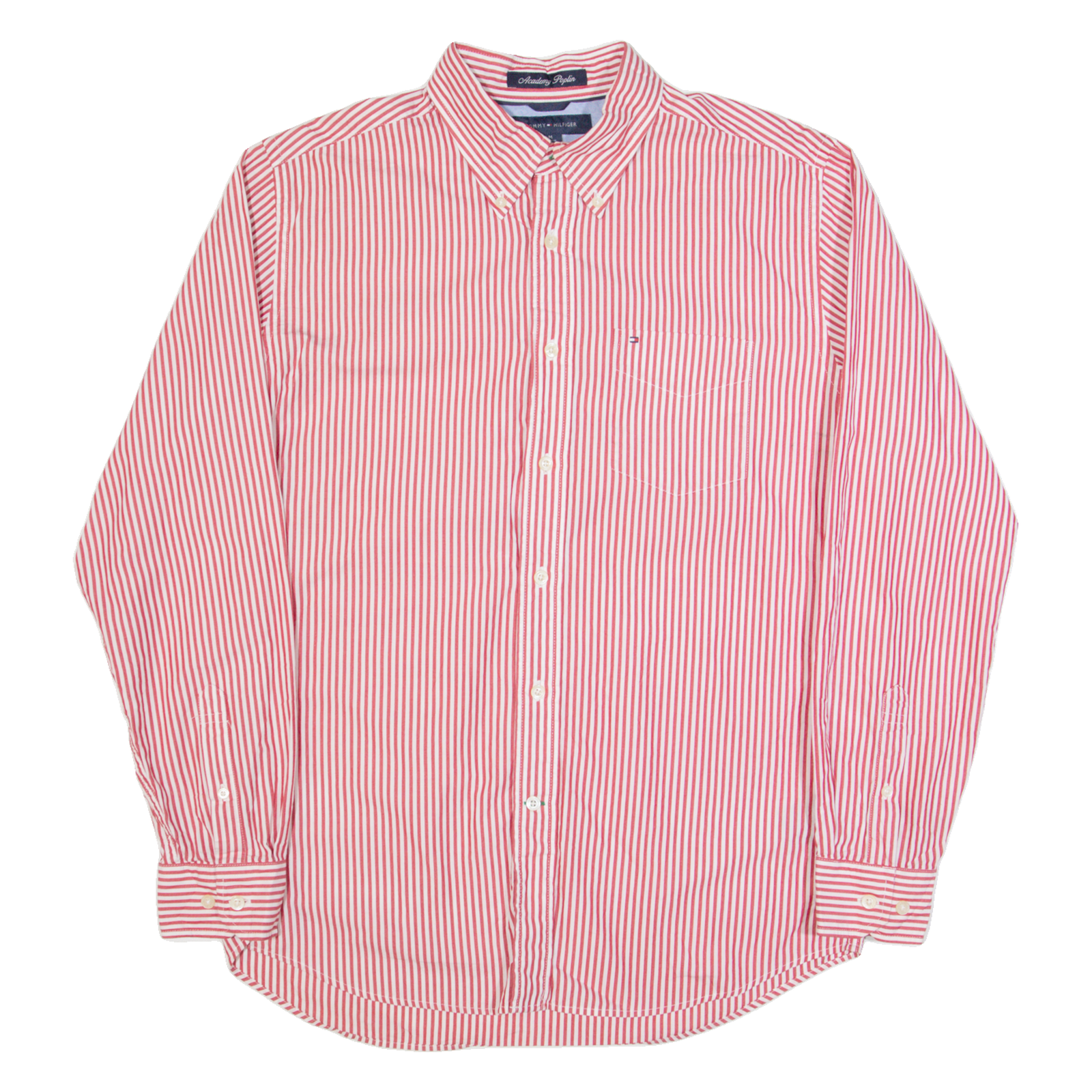 TOMMY HILFIGER Academy Poplin Mens Shirt Red Striped Long Sleeve M Refurbished - N/A refurbished available on Cerqular
