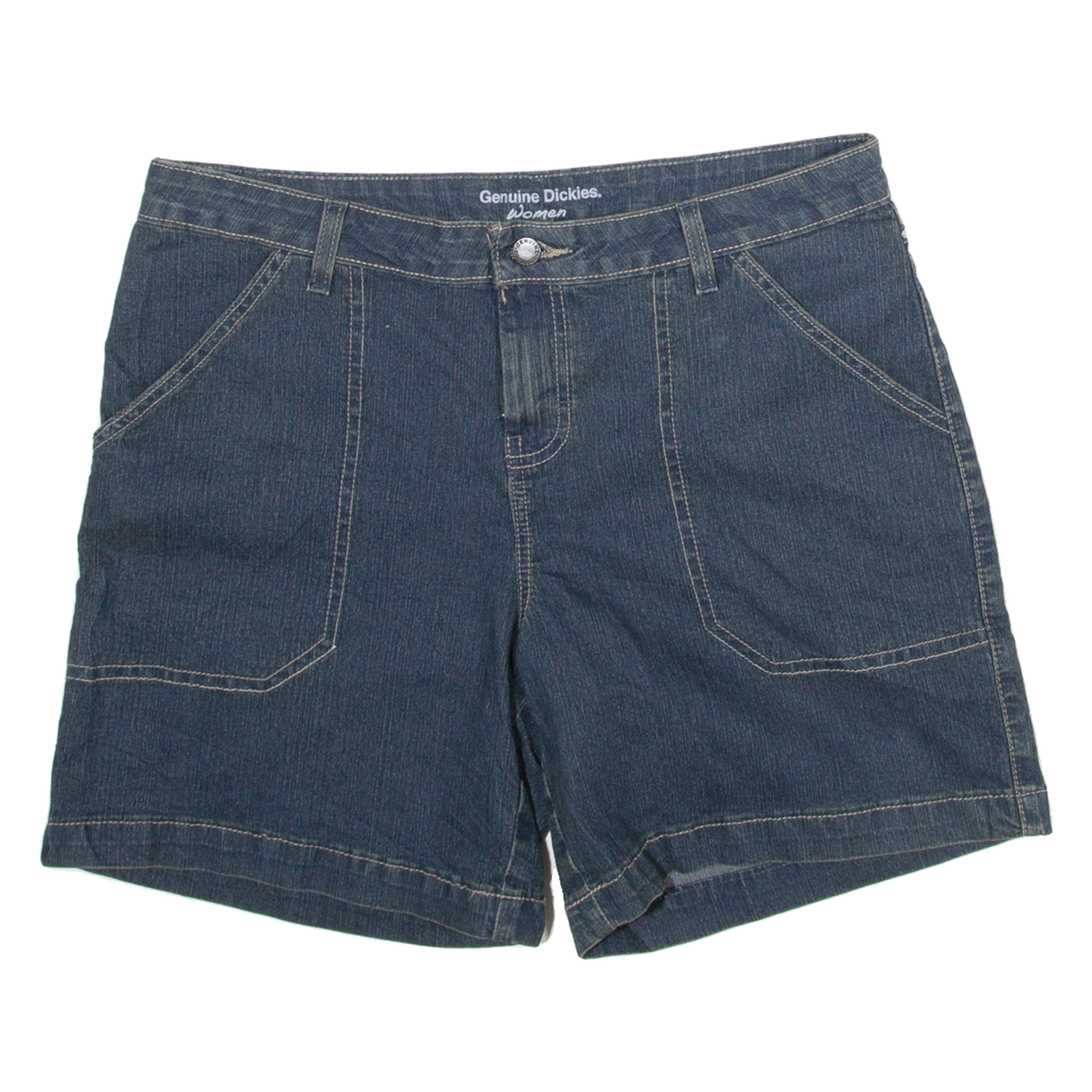 DICKIES Womens Denim Shorts Blue Relaxed L W34 Refurbished - N/A refurbished available on Cerqular