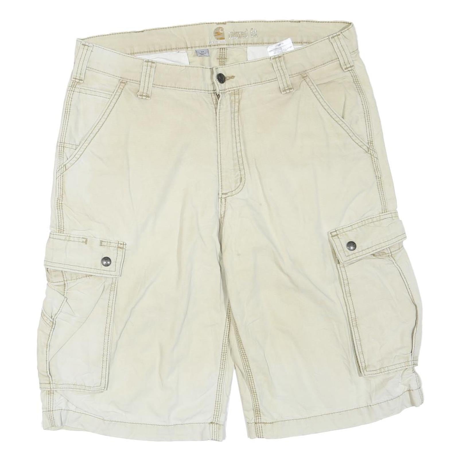 CARHARTT Mens Shorts Beige Cargo Plain M W34 Utility Workwear Cotton Blend Refurbished - N/A refurbished available on Cerqular