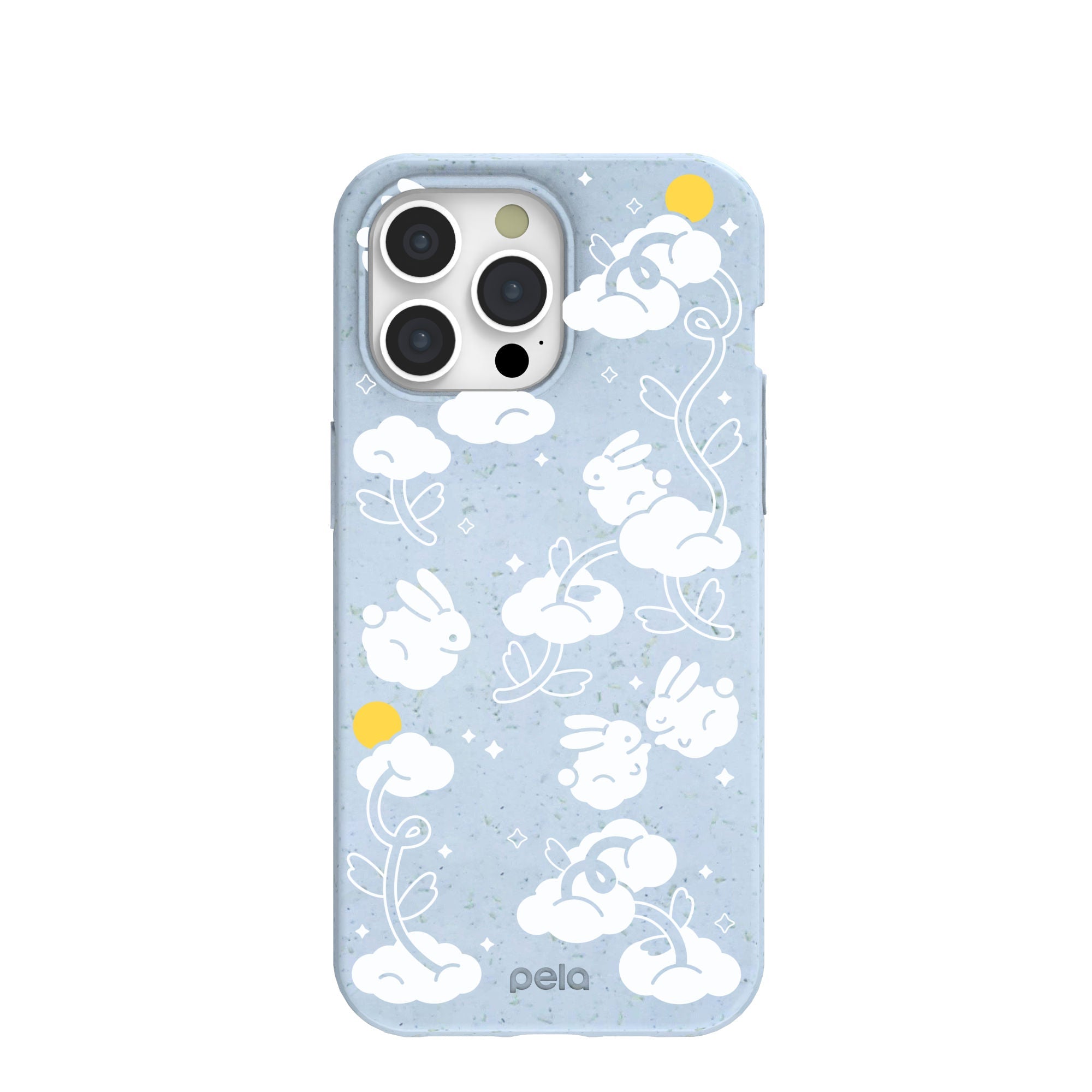 Powder Blue Fluffy Flower iPhone 15 Pro Max Case Refurbished - Pela Case refurbished available on Cerqular