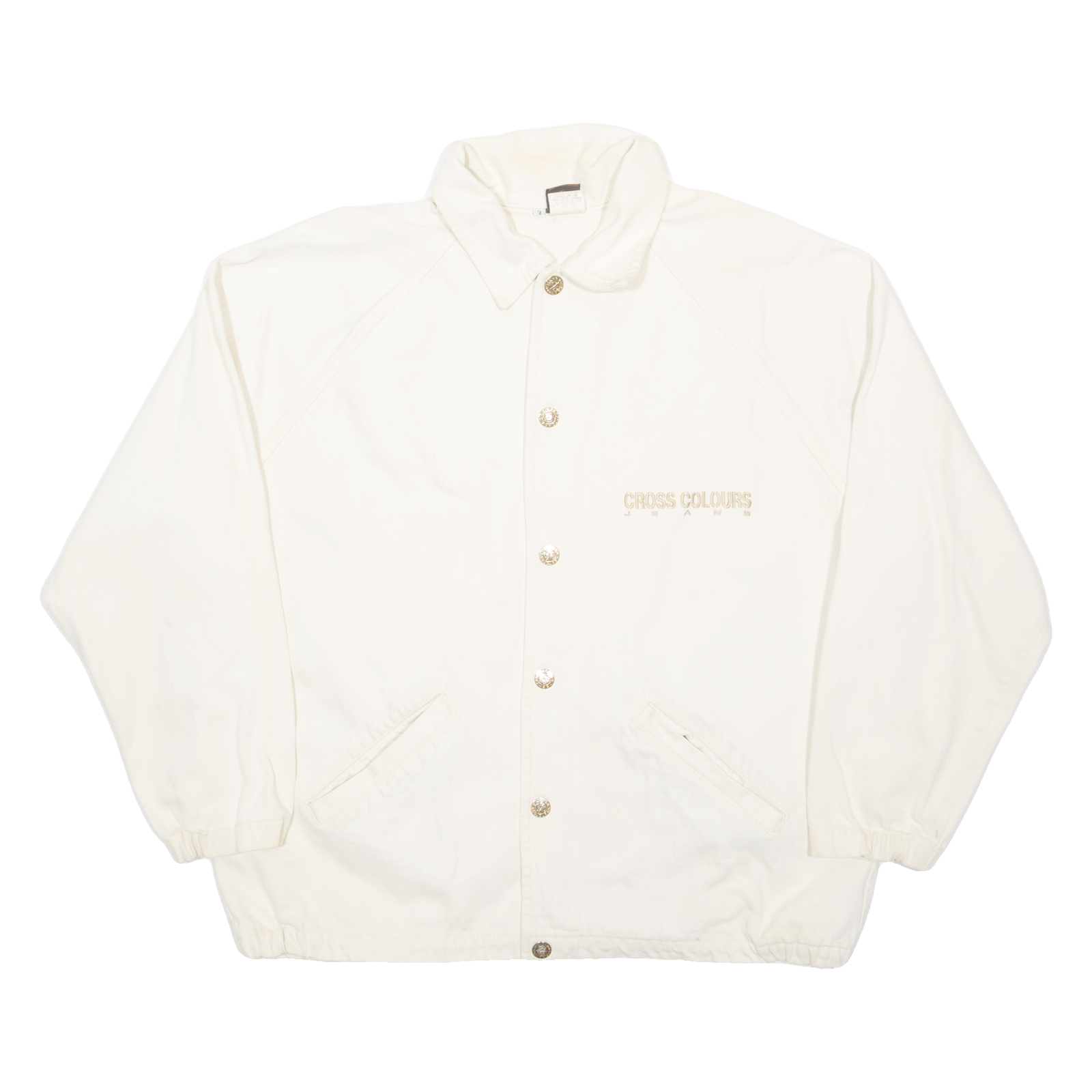 CROSS COLOURS Mens Denim Jacket Beige L Refurbished - N/A refurbished available on Cerqular