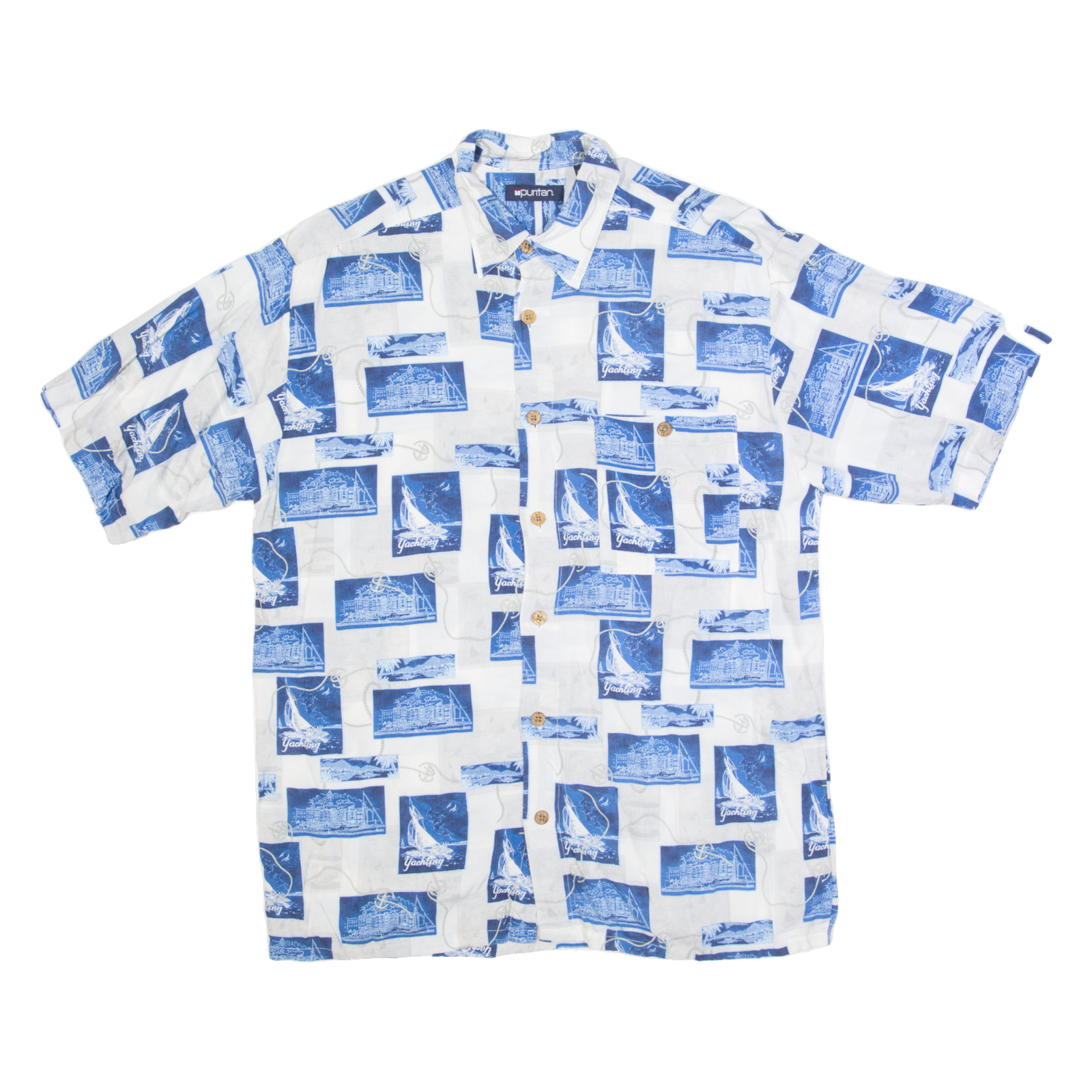 PURITAN Mens Hawaiian Shirt White 90s Crazy Pattern M Refurbished - N/A refurbished available on Cerqular