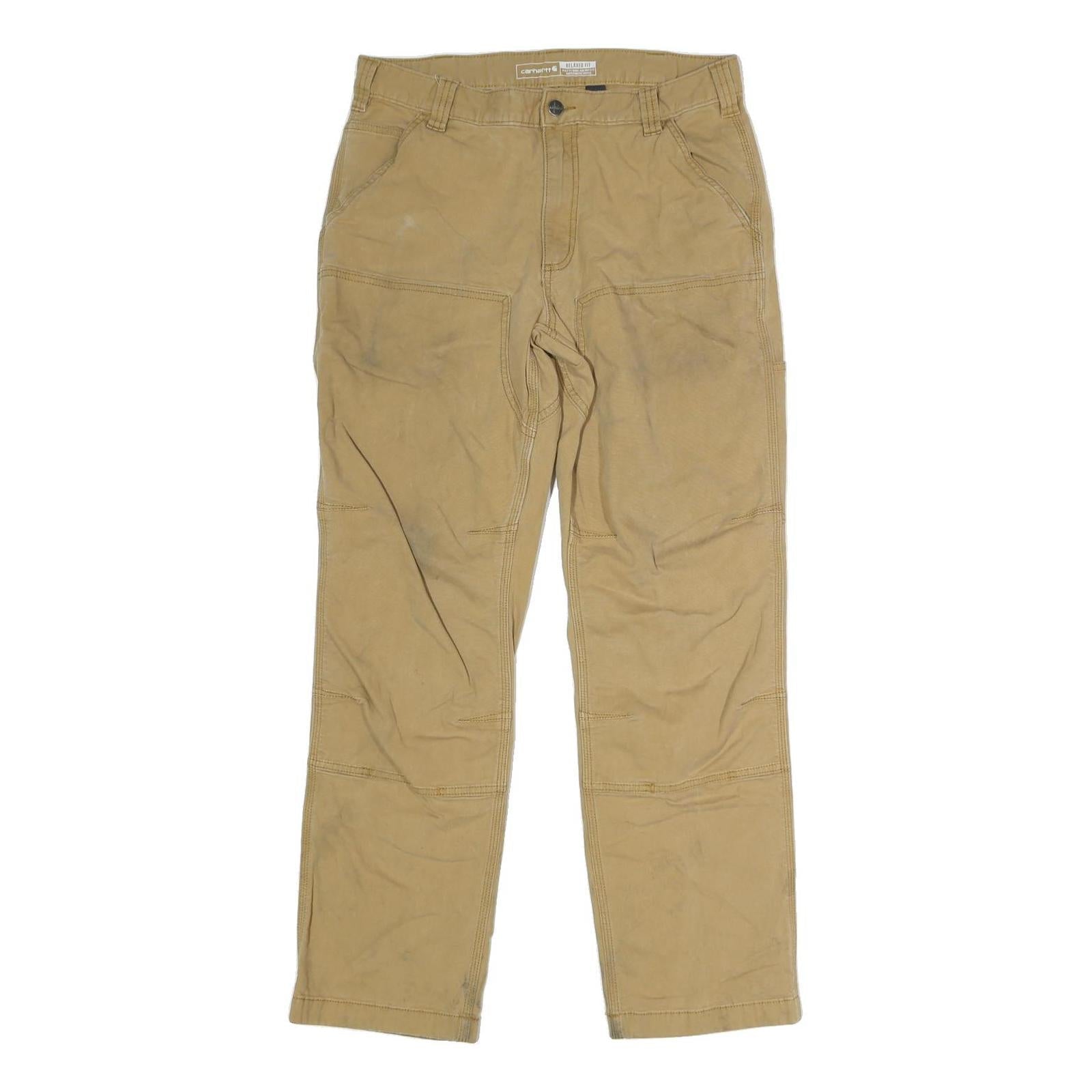 CARHARTT Mens Cotton Beige Regular Straight Trousers W34 L30 Workwear Durable Refurbished - N/A refurbished available on Cerqular