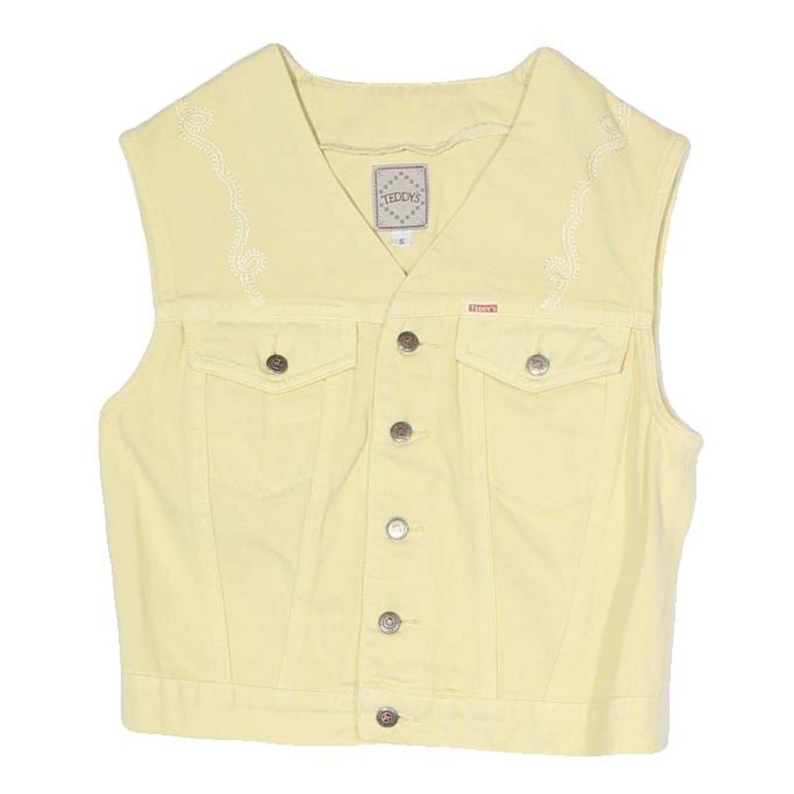 Buy TEDDYS Womens Yellow Cotton Blend Woven Tailored Sleeveless Button Jacket S Refurbished - $58.49 TEDDYS Womens Yellow Cotton Blend Woven Tailored Sleeveless Button Jacket S Refurbished - N/A refurbished available on Cerqular