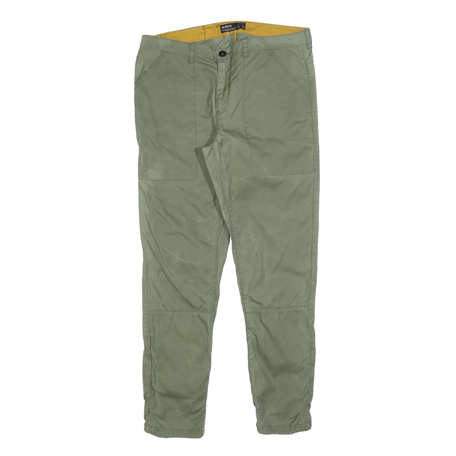 PULL & BEAR Mens Polyester Blend Green Slim Slim Leg Trousers W34 L30 Casual Refurbished - N/A refurbished available on Cerqular