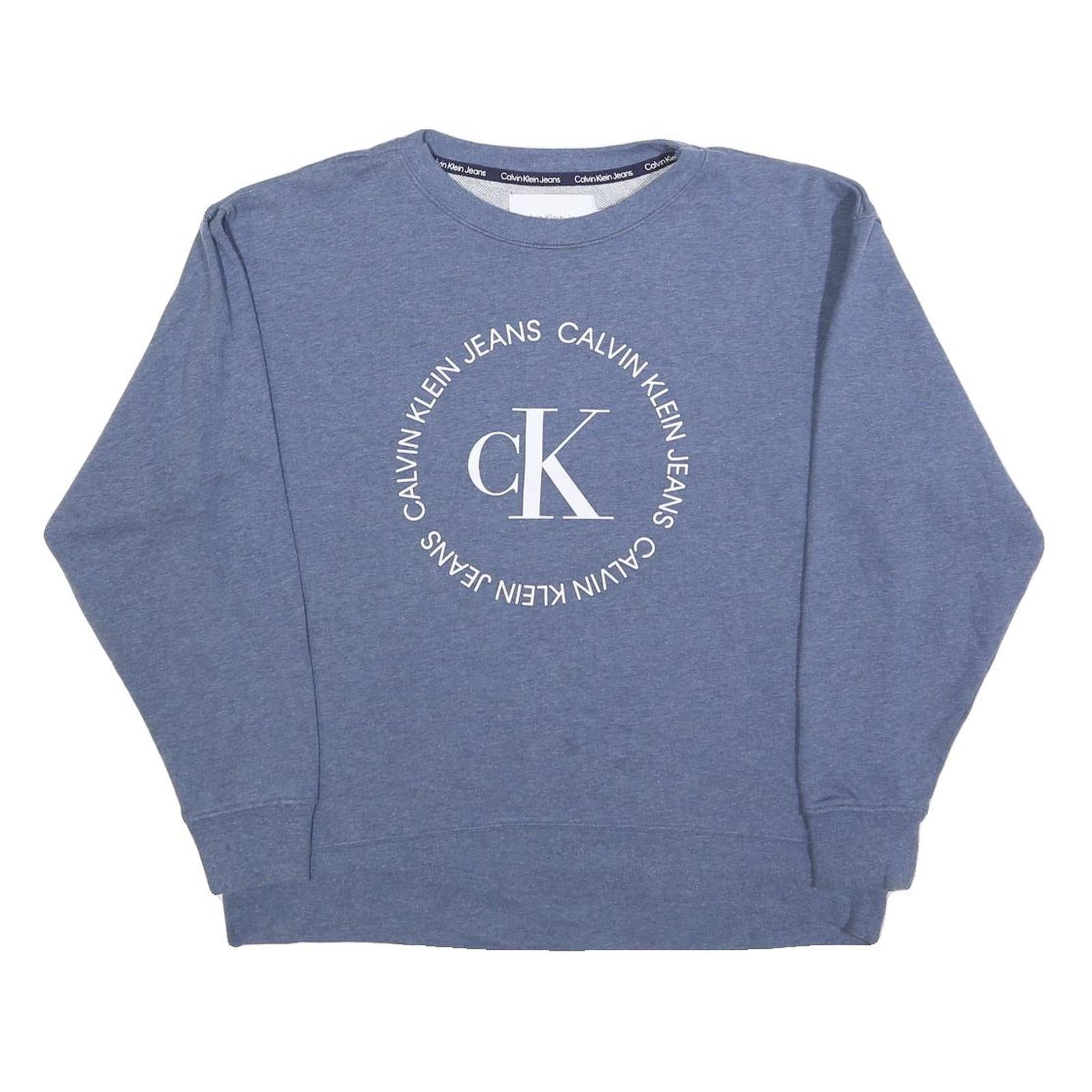CALVIN KLEIN JEANS Womens Blue Ck Circle Logo Crew Neck M Sweatshirt Refurbished - N/A refurbished available on Cerqular